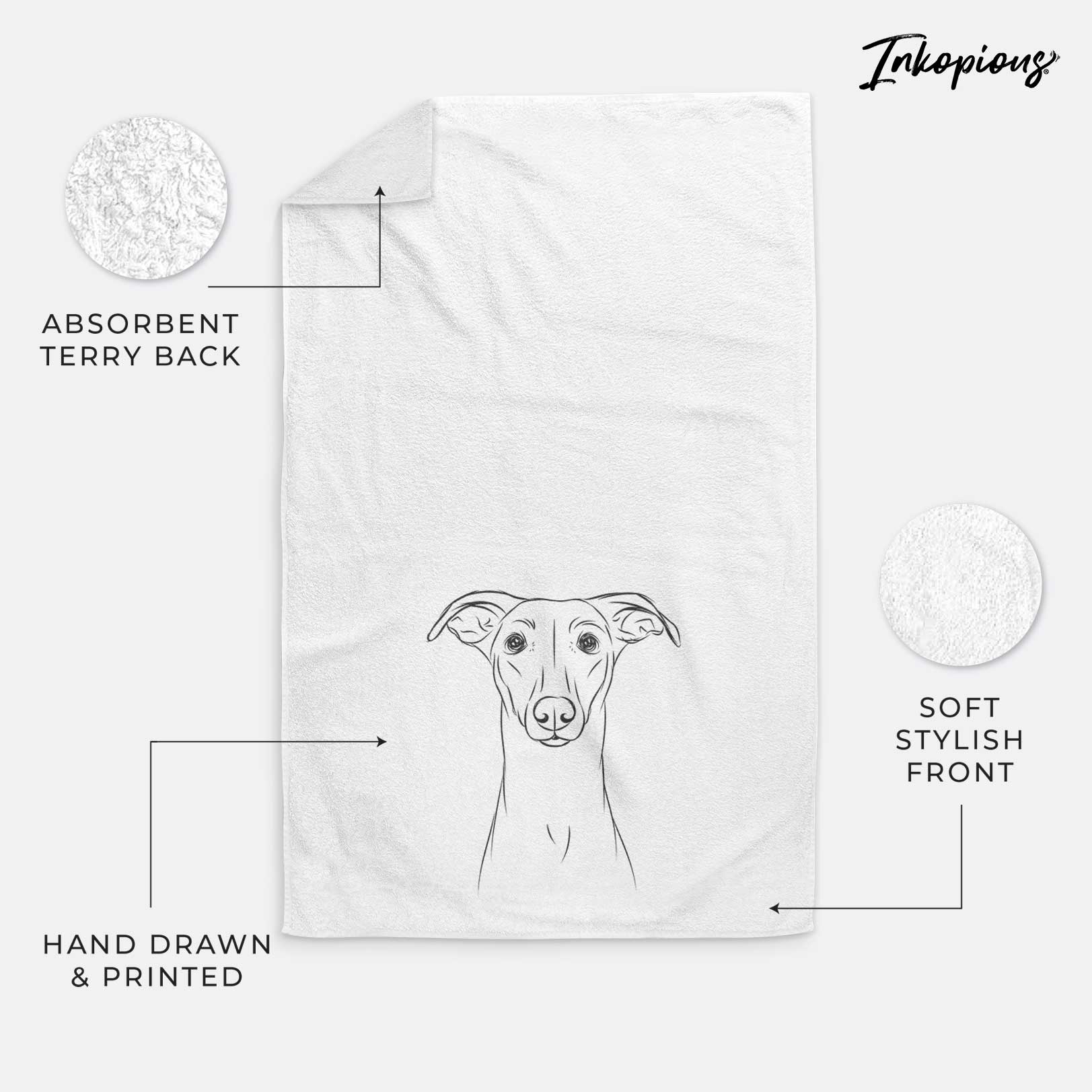 Wallace the Whippet Decorative Hand Towel