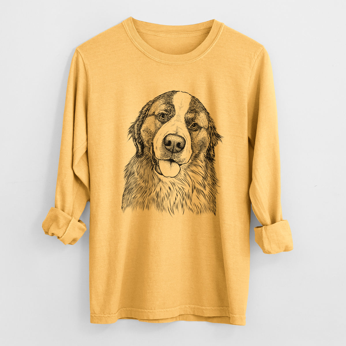 Bare Walter the Bernese Mountain Dog Mix - Heavyweight 100% Cotton Long Sleeve