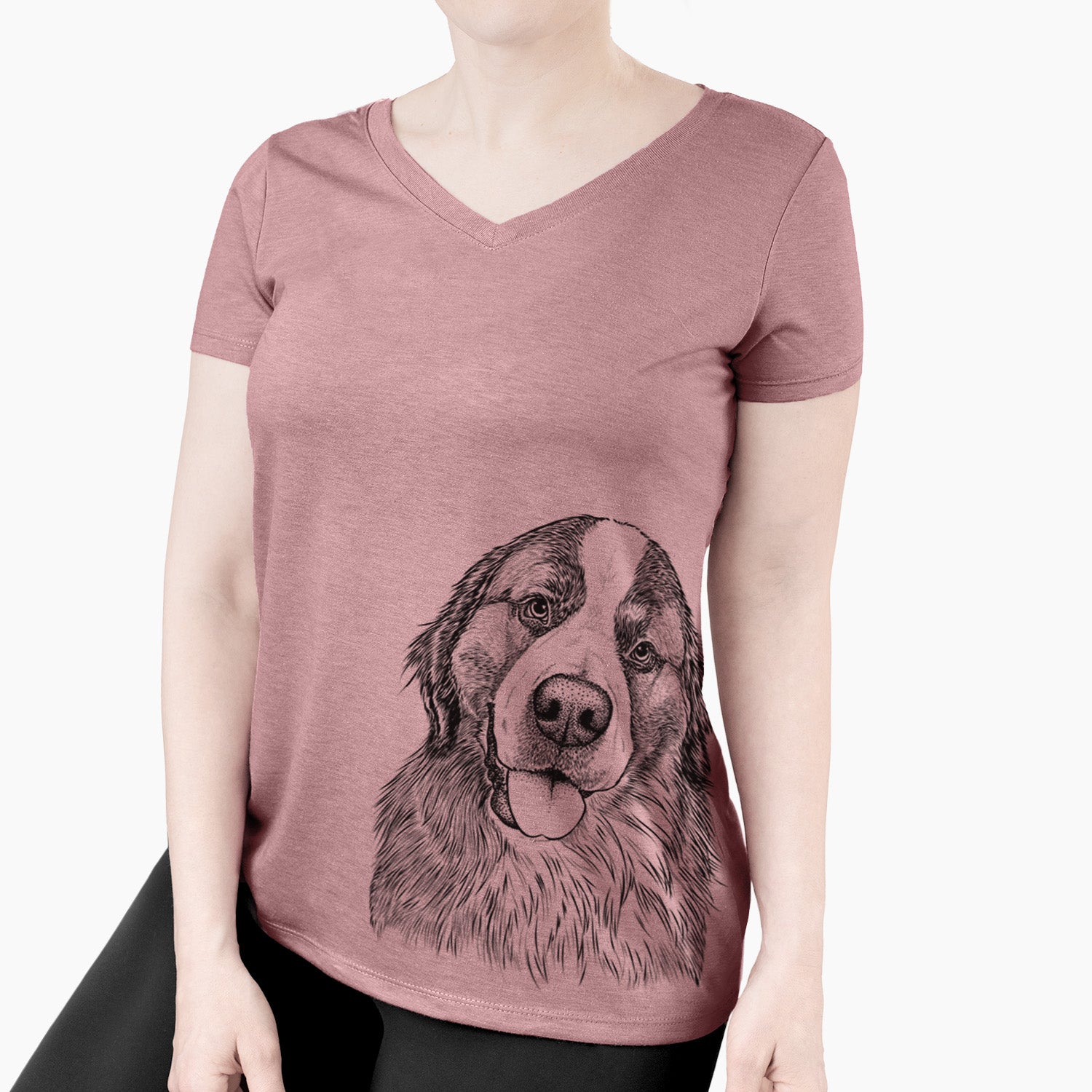 Bare Walter the Bernese Mountain Dog Mix - Women's V-neck Shirt