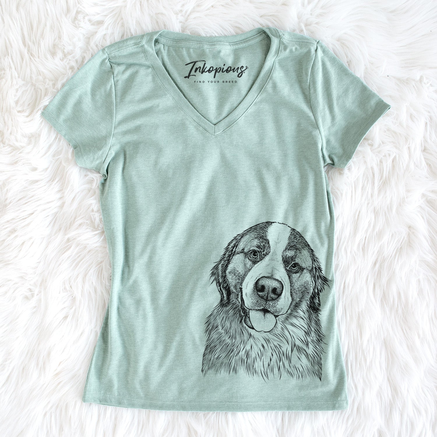 Bare Walter the Bernese Mountain Dog Mix - Women's V-neck Shirt