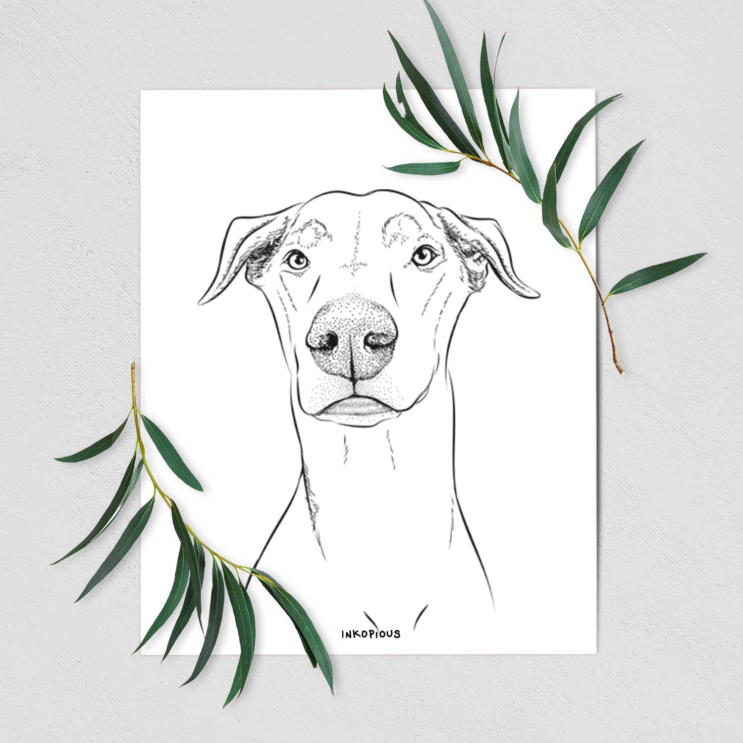 Walter the White Doberman Rescue Art Print