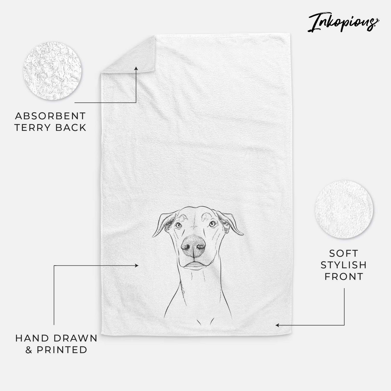 Walter the White Doberman Rescue Decorative Hand Towel