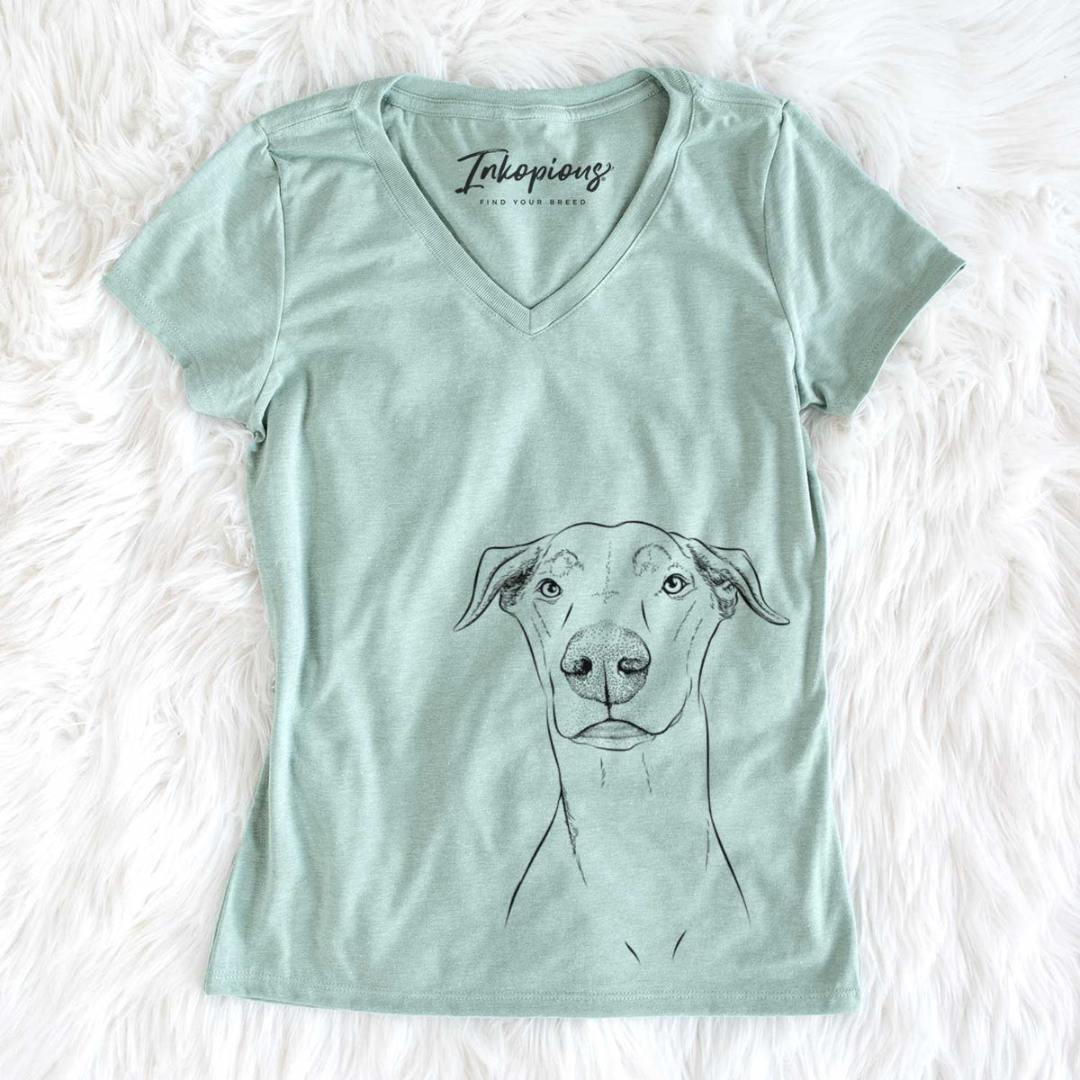 Bare Walter the White Doberman Rescue - Women's V-neck Shirt