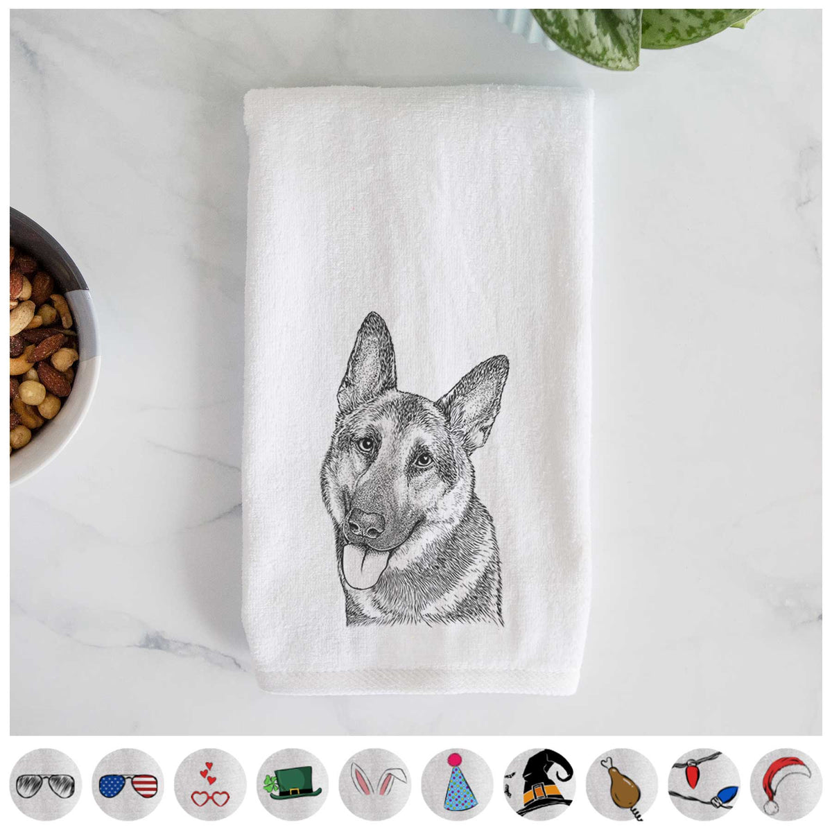 Whitaker the German Shepherd Decorative Hand Towel