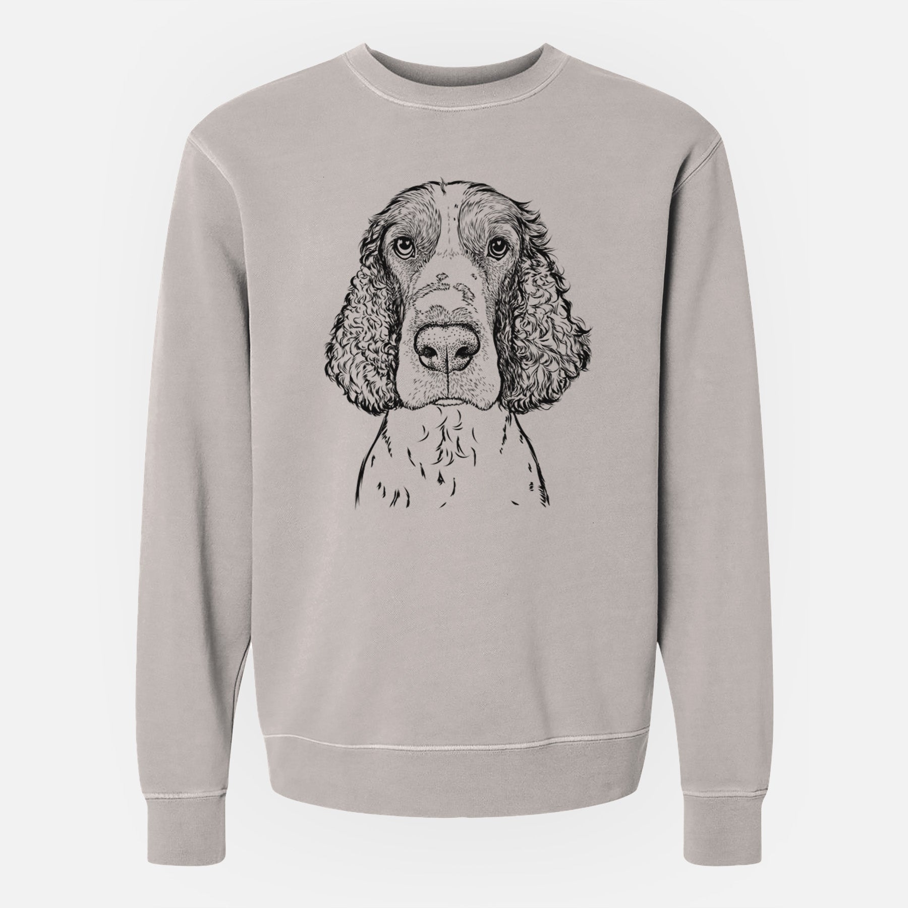 Bare Wilbur the English Springer Spaniel - Unisex Pigment Dyed Crew Sweatshirt