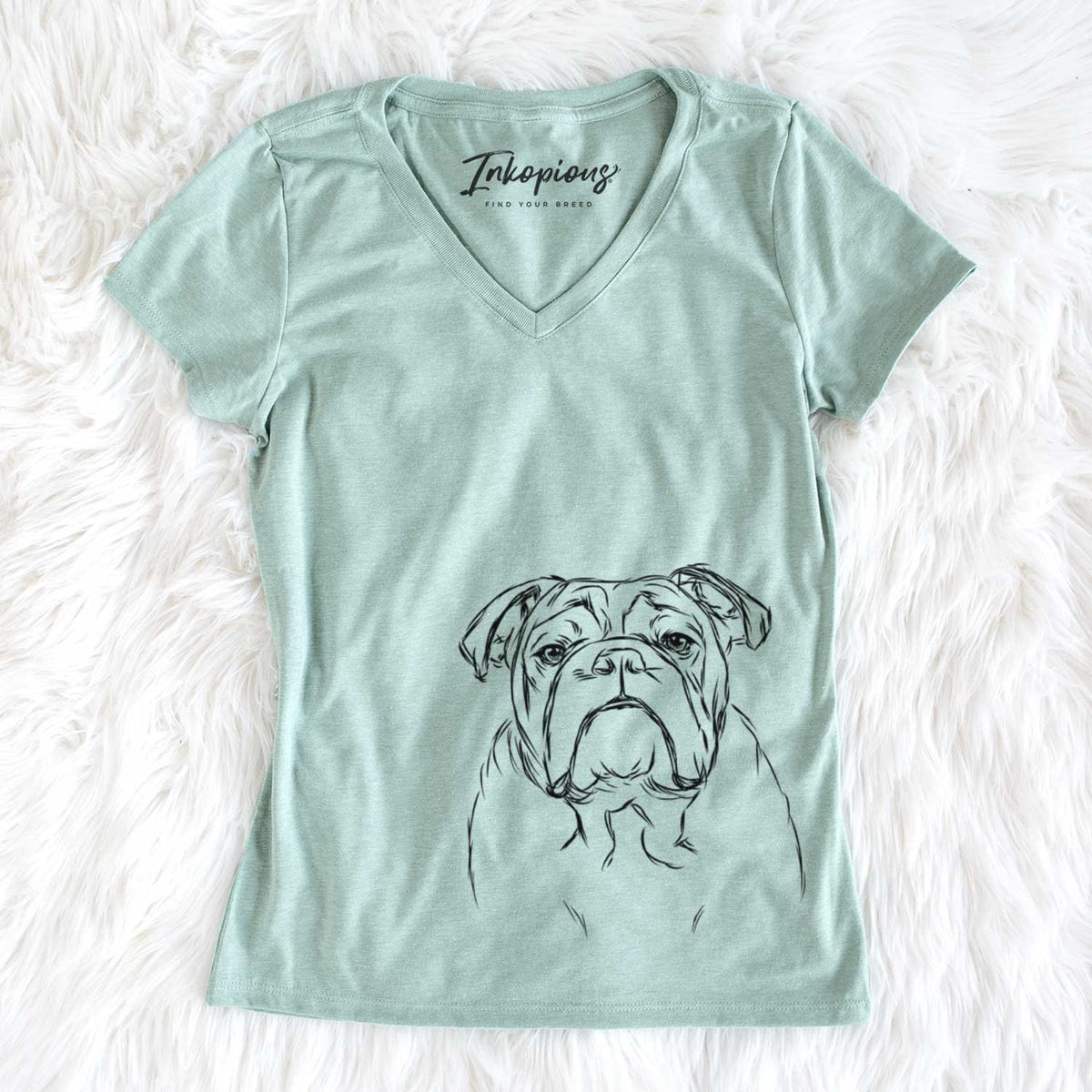 Winston the English Bulldog - Women&#39;s V-neck Shirt