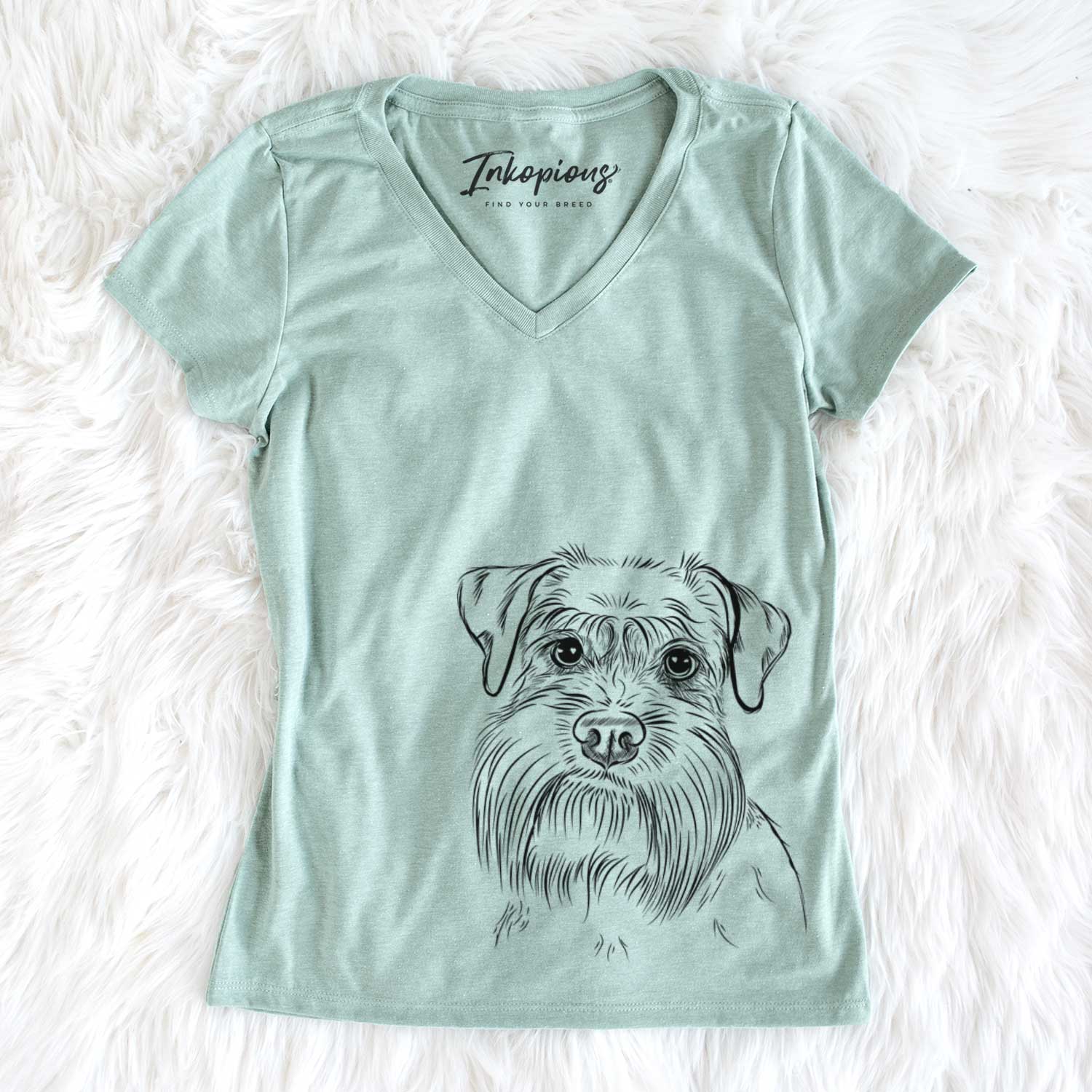 Bare Wrigley the Schnauzer - Women's V-neck Shirt