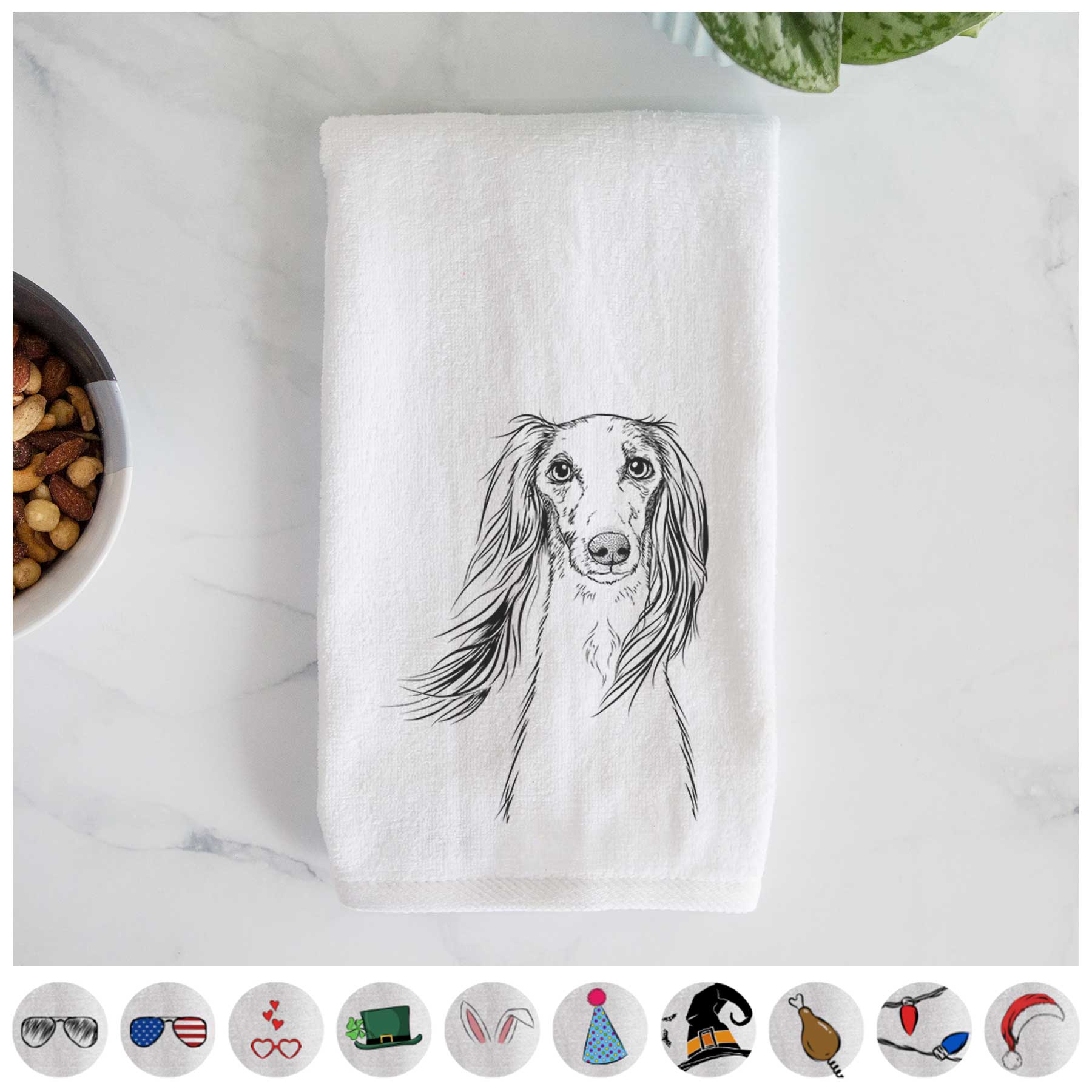 Zahra the Saluki Decorative Hand Towel