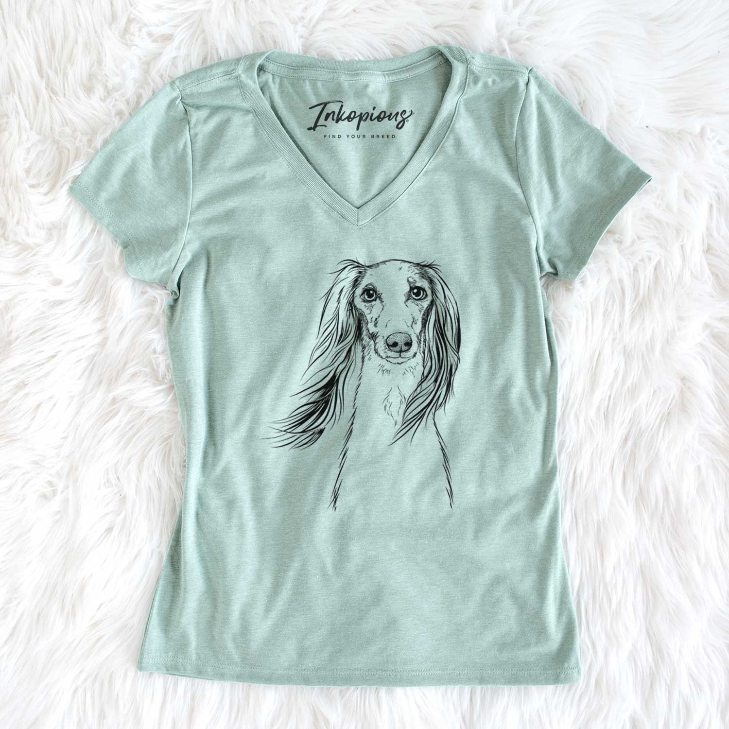 Bare Zahra the Saluki - Women's V-neck Shirt