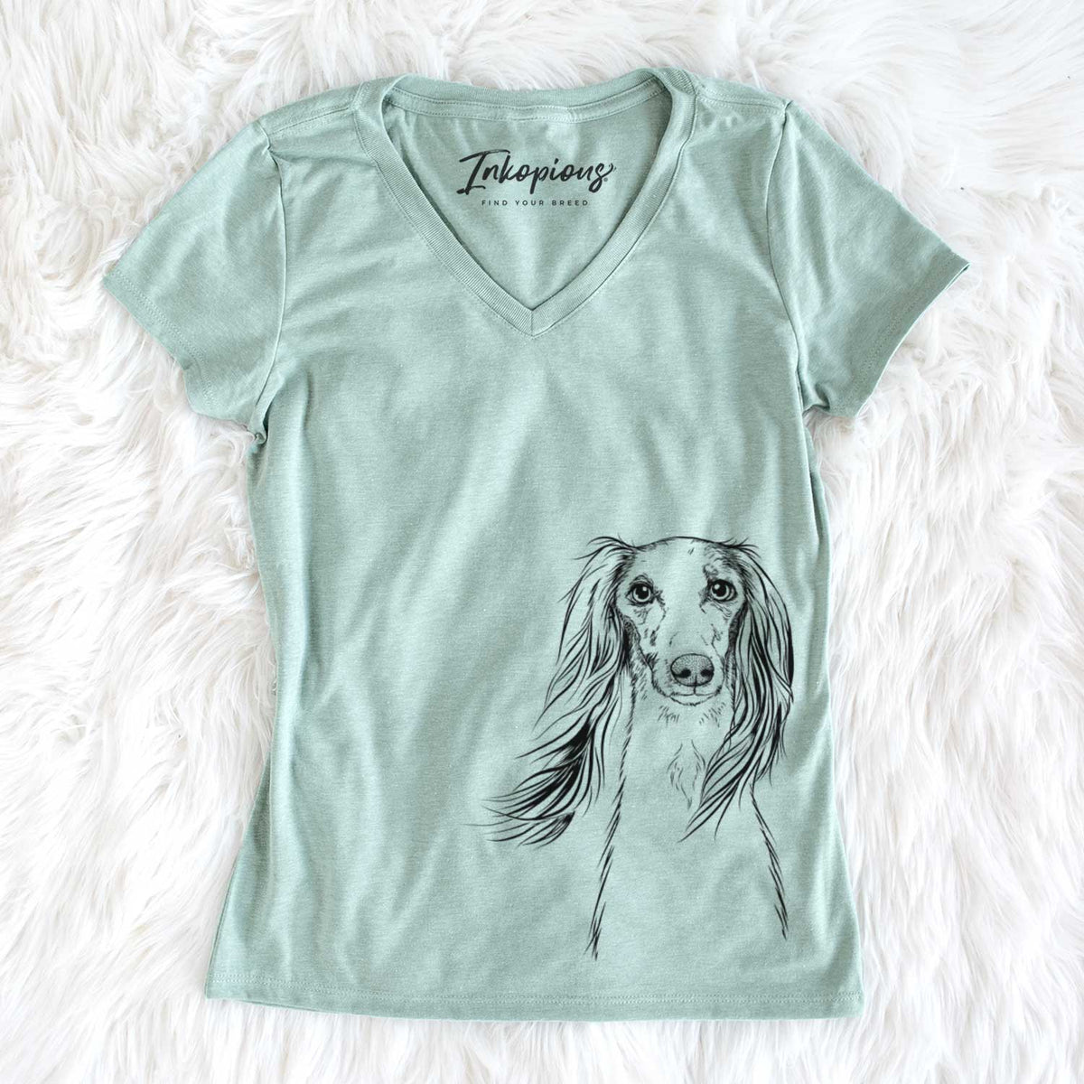 Bare Zahra the Saluki - Women's V-neck Shirt