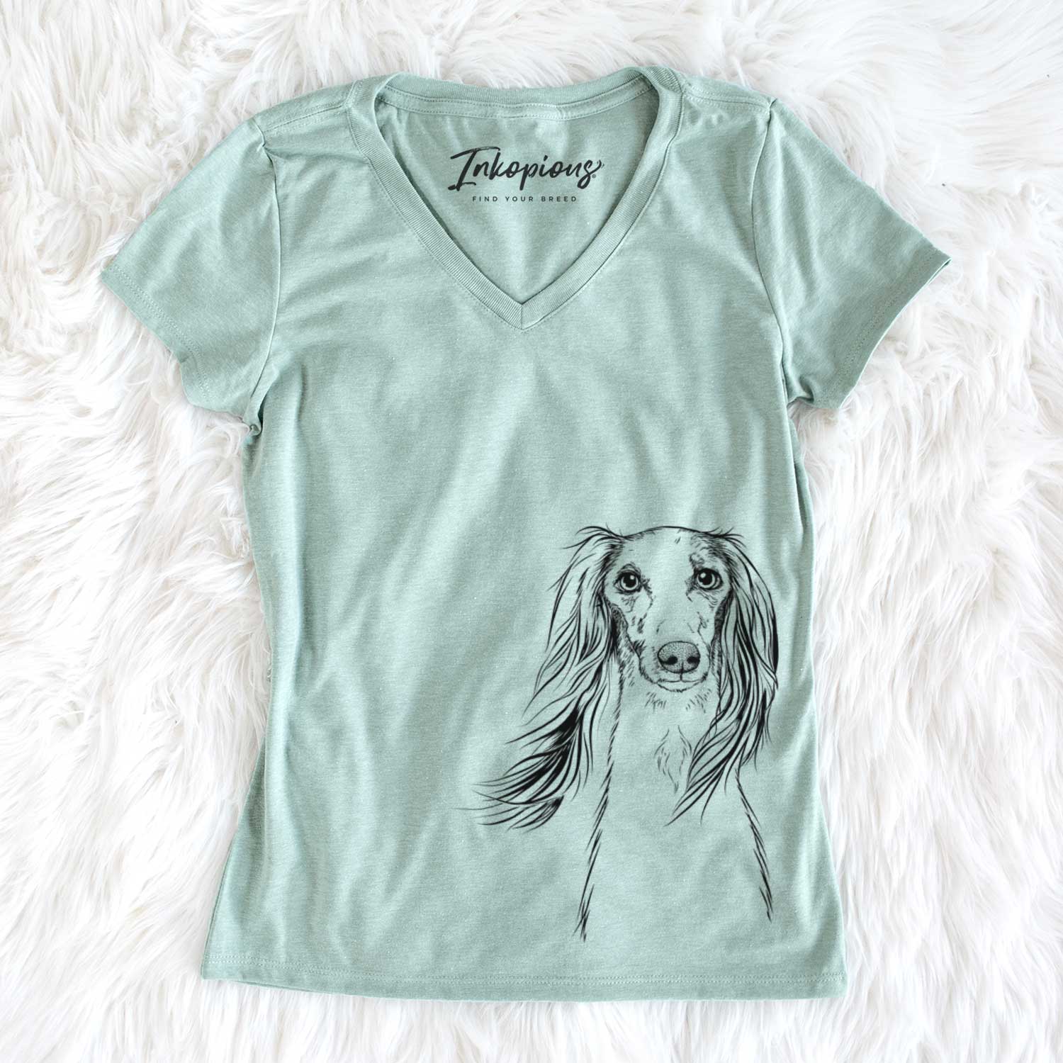 Bare Zahra the Saluki - Women's V-neck Shirt