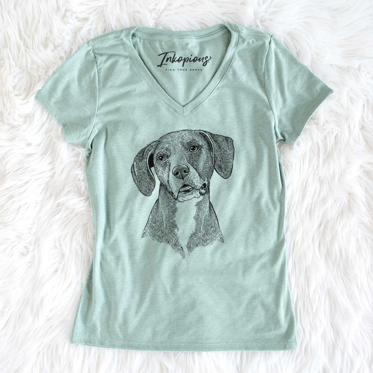 Bare Zeena the Plott Hound Mix - Women&#39;s V-neck Shirt