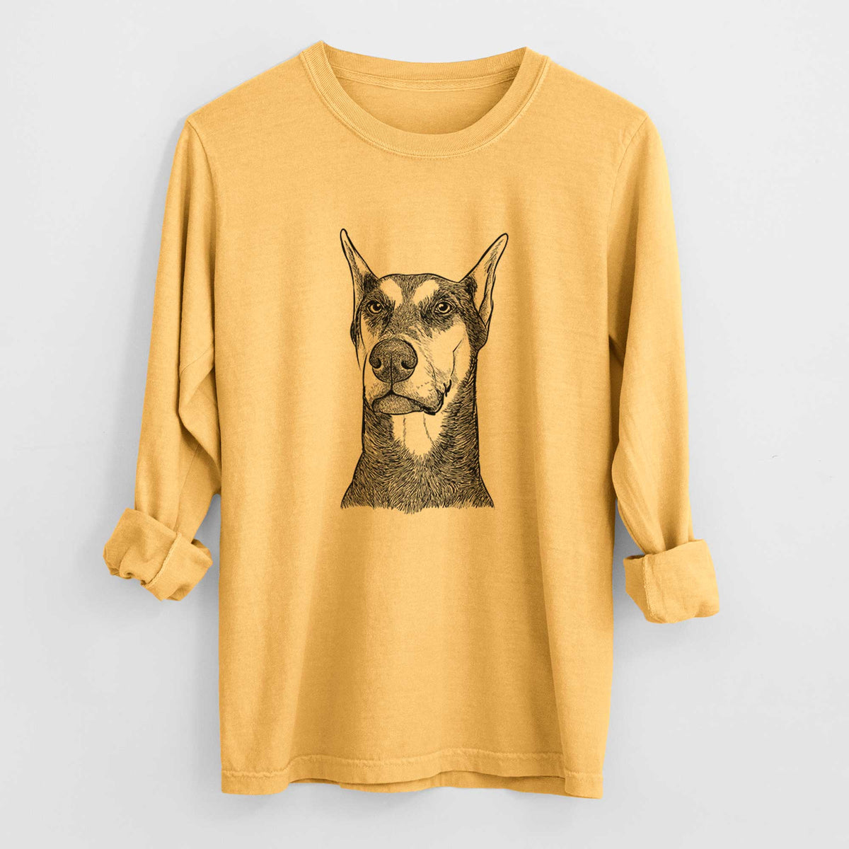 Bare Zeus the Doberman Pinscher - Heavyweight 100% Cotton Long Sleeve