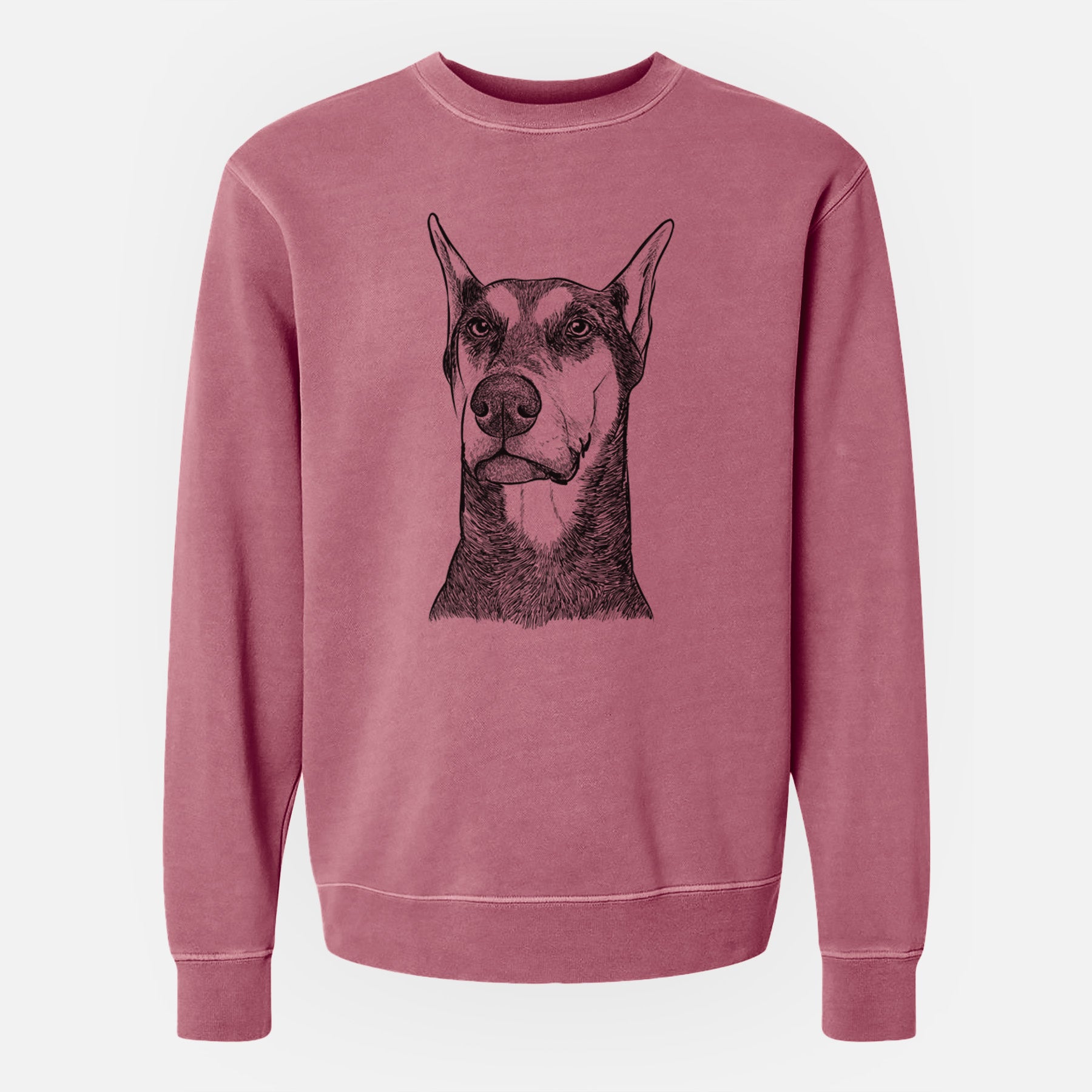 Bare Zeus the Doberman Pinscher - Unisex Pigment Dyed Crew Sweatshirt