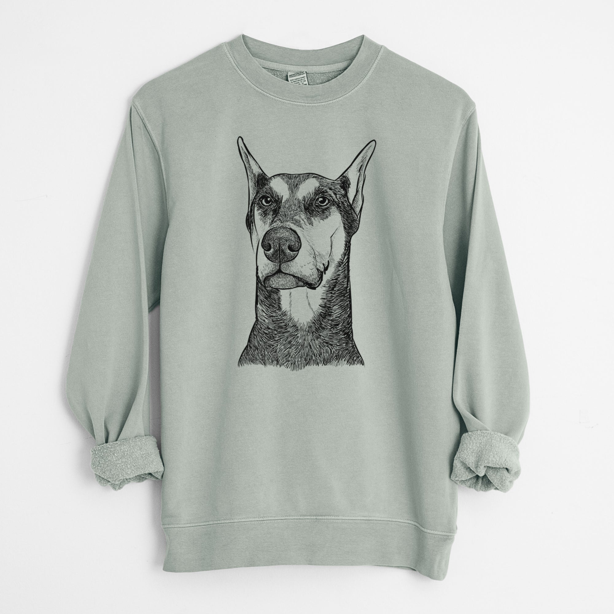 Bare Zeus the Doberman Pinscher - Unisex Pigment Dyed Crew Sweatshirt