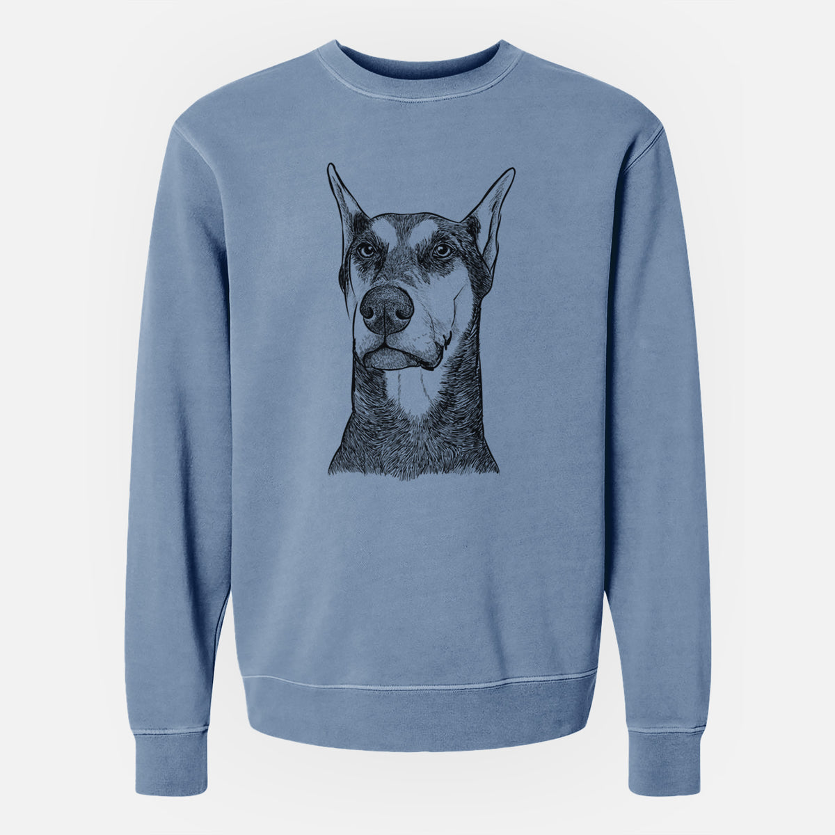 Bare Zeus the Doberman Pinscher - Unisex Pigment Dyed Crew Sweatshirt