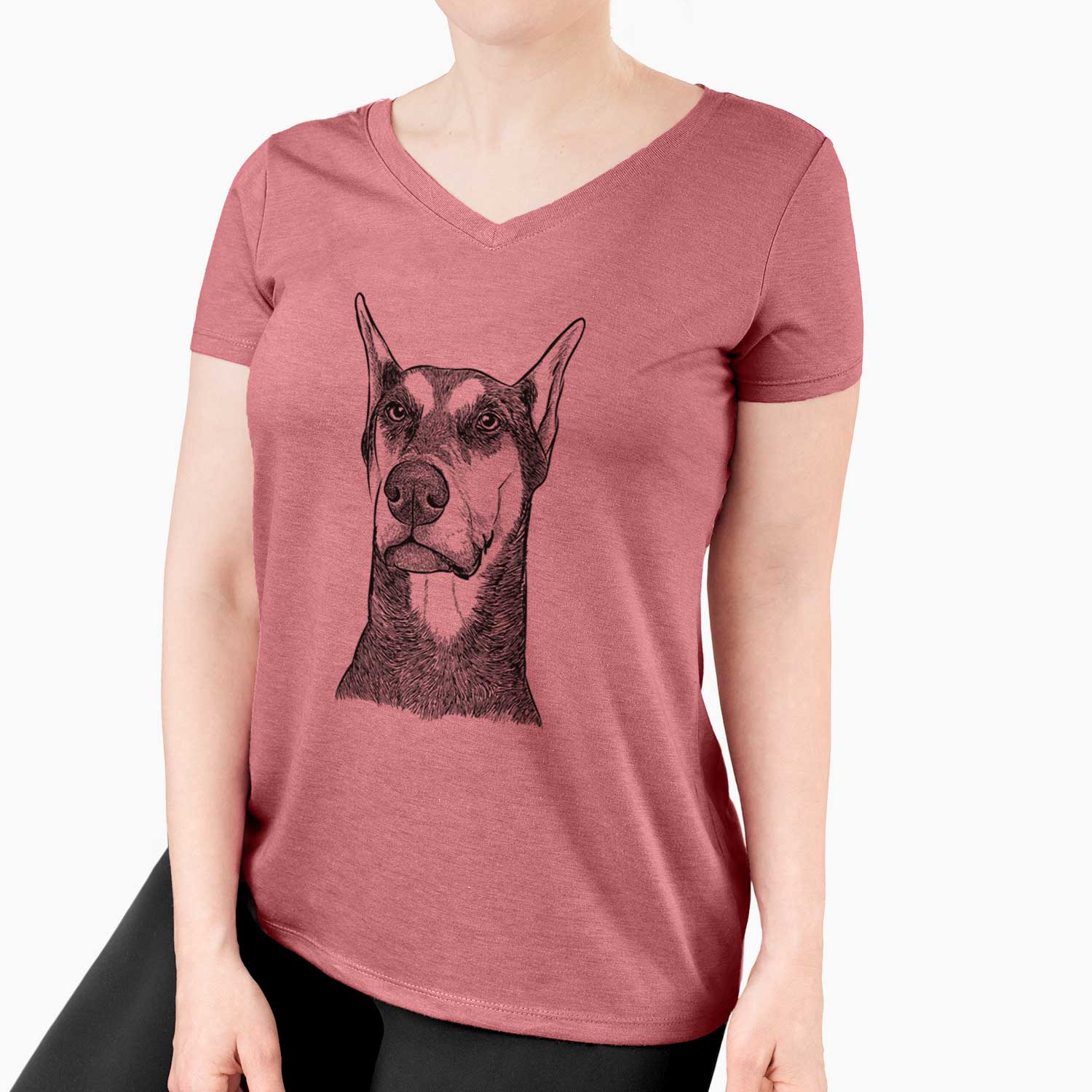 Bare Zeus the Doberman Pinscher - Women's V-neck Shirt