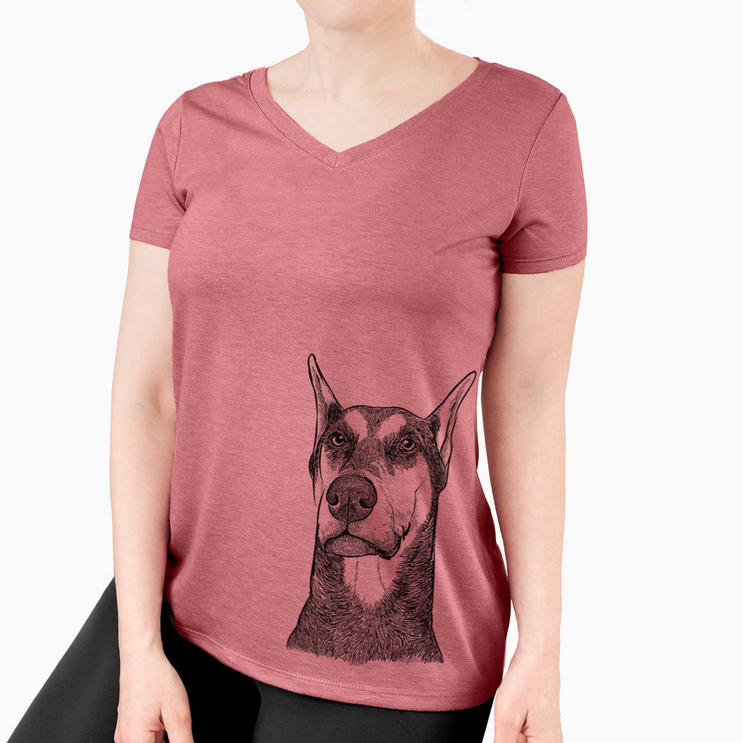 Bare Zeus the Doberman Pinscher - Women's V-neck Shirt