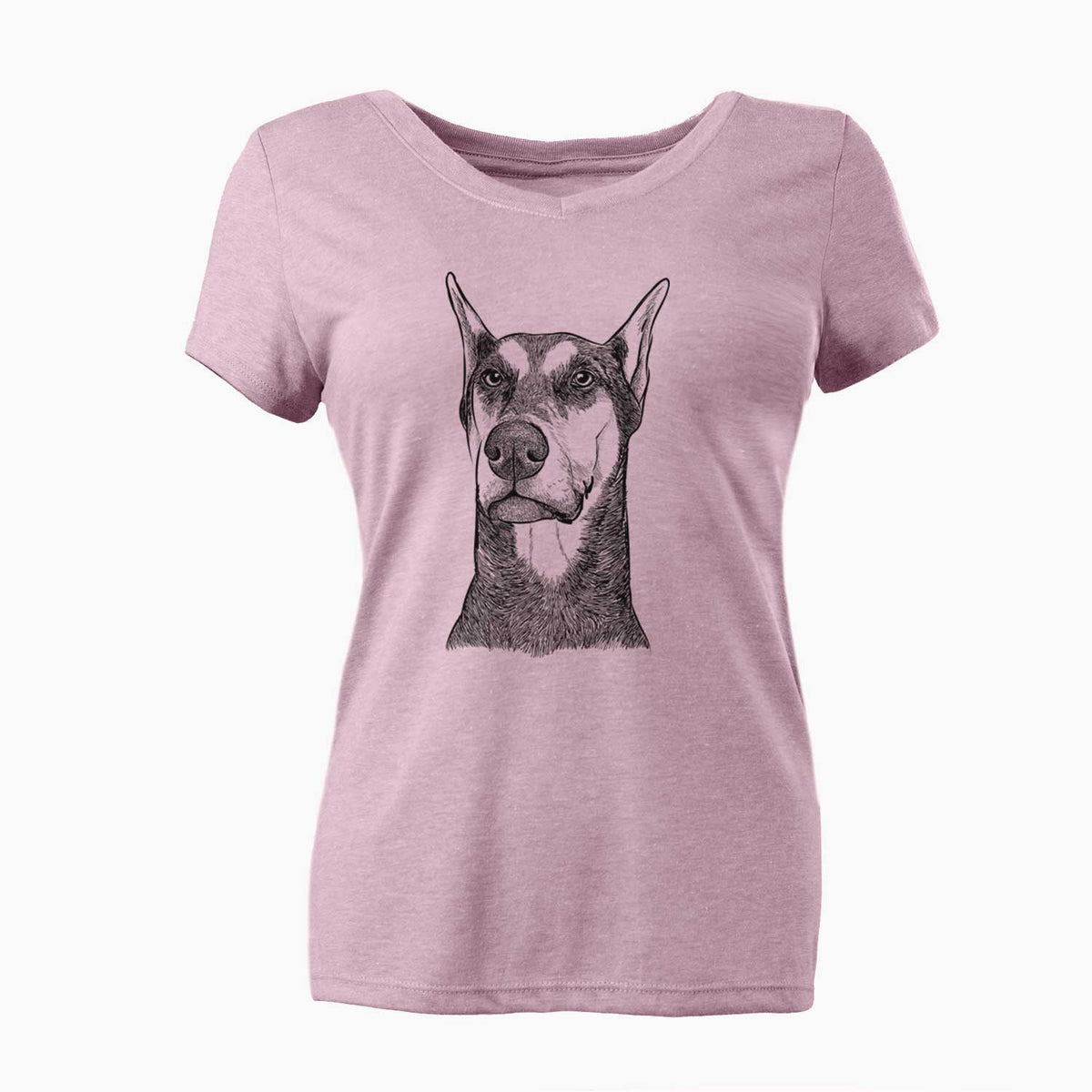 Bare Zeus the Doberman Pinscher - Women's V-neck Shirt