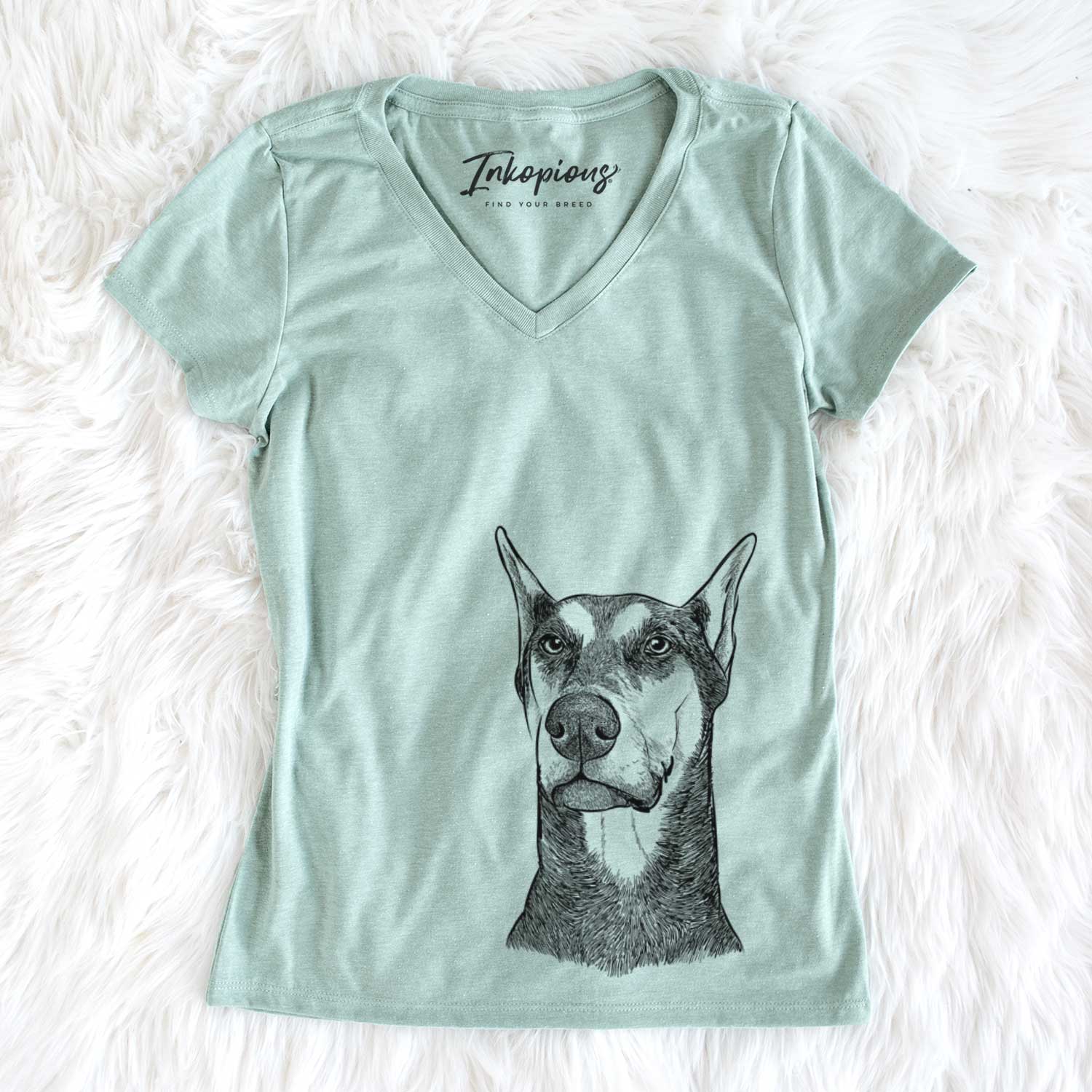 Bare Zeus the Doberman Pinscher - Women's V-neck Shirt