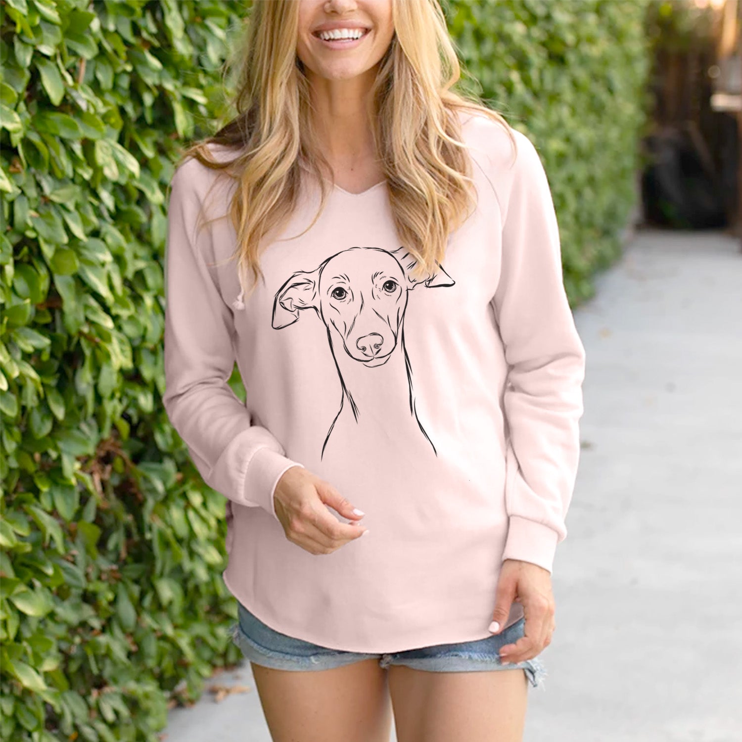 Bare Ziggie the Italian Greyhound - Cali Wave Hooded Sweatshirt