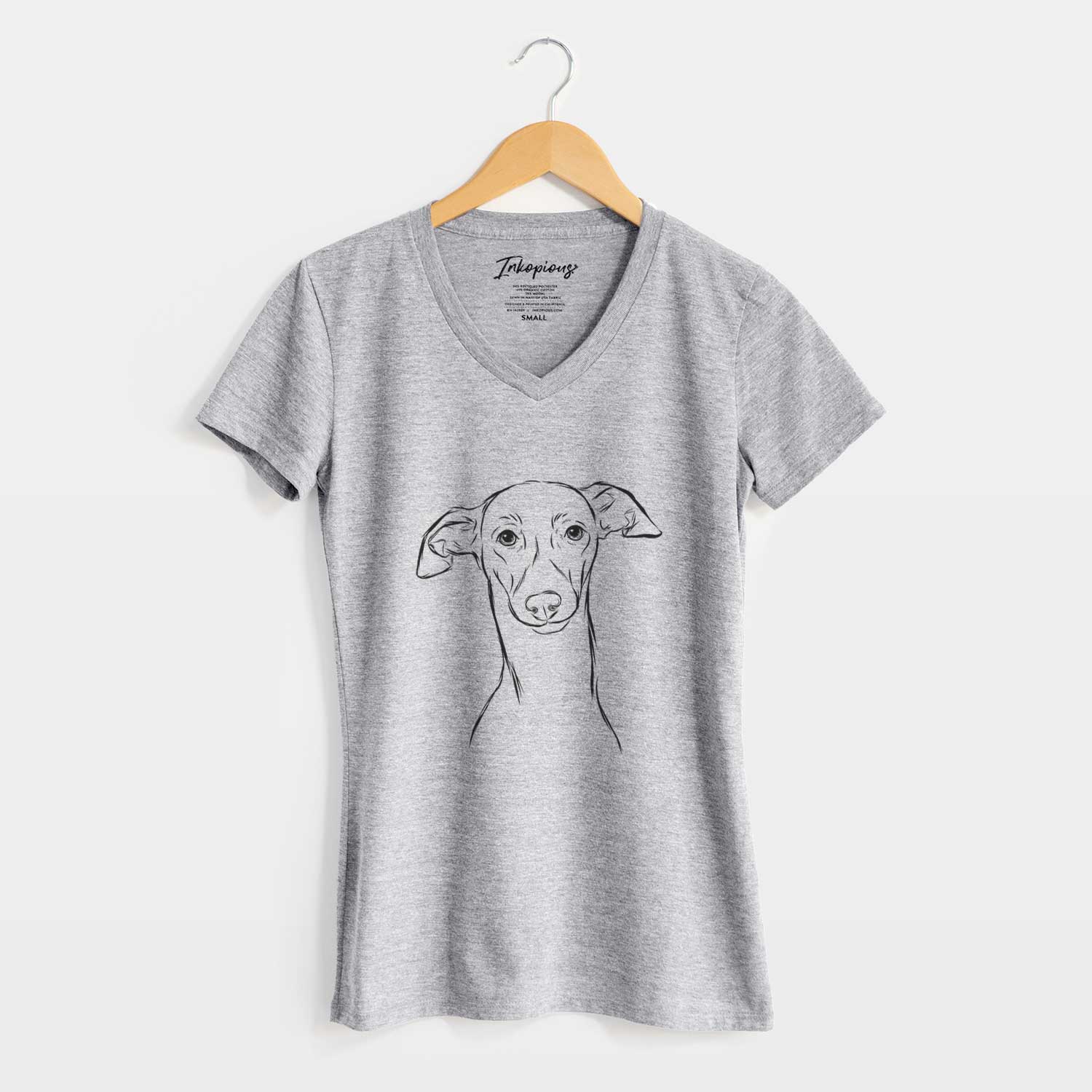 Bare Ziggie the Italian Greyhound - Women's V-neck Shirt
