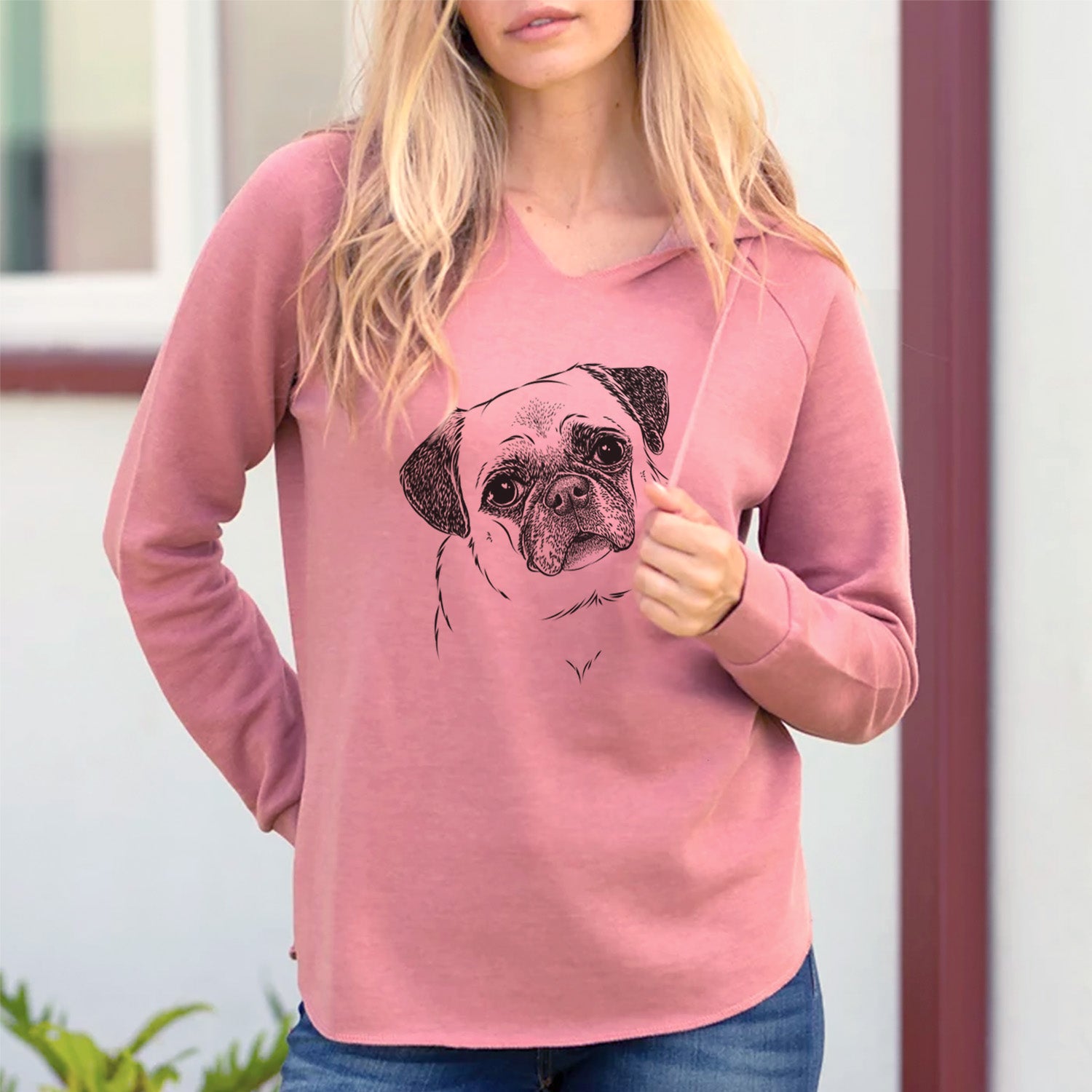 Bare Zoey the Pug - Cali Wave Hooded Sweatshirt