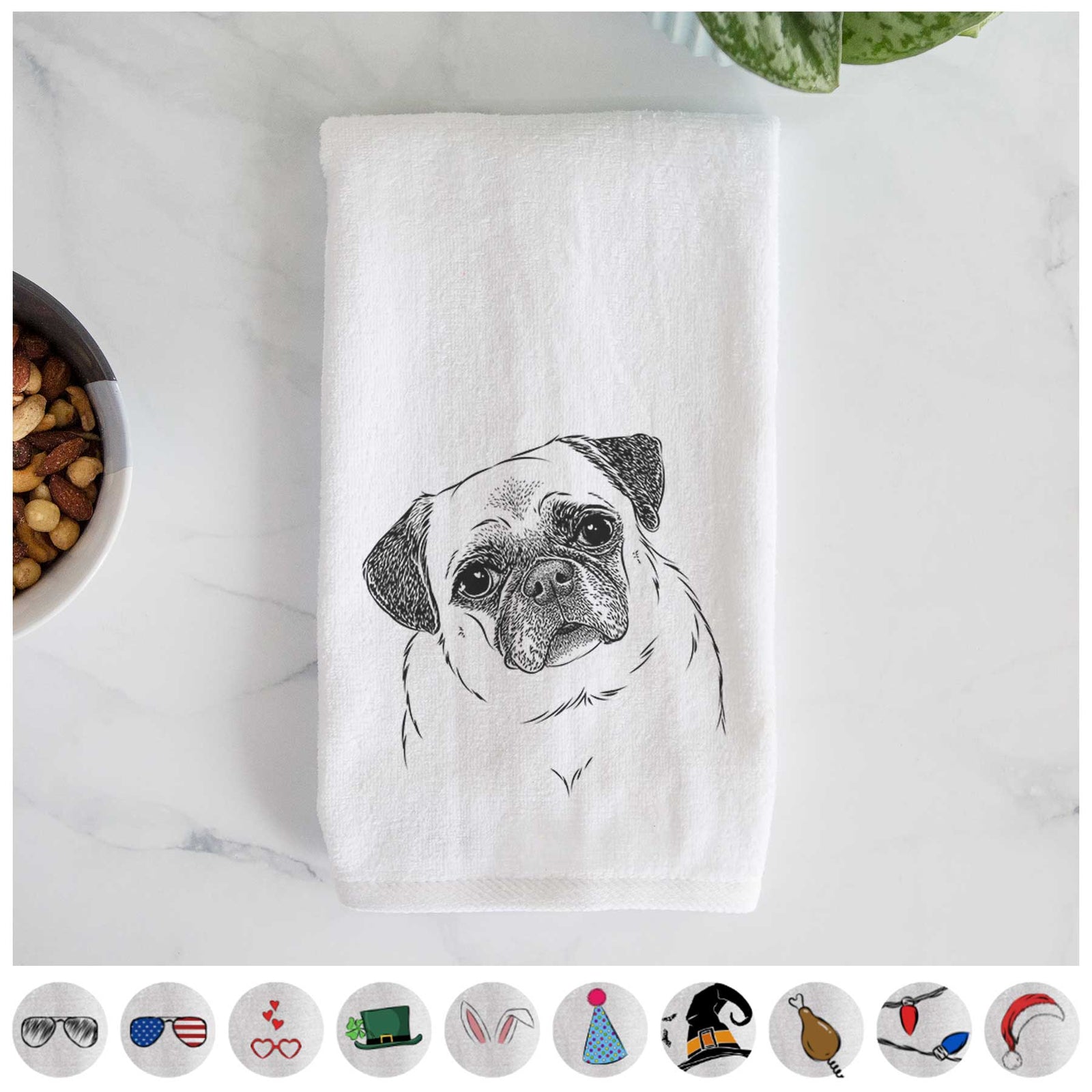 Zoey the Pug Decorative Hand Towel