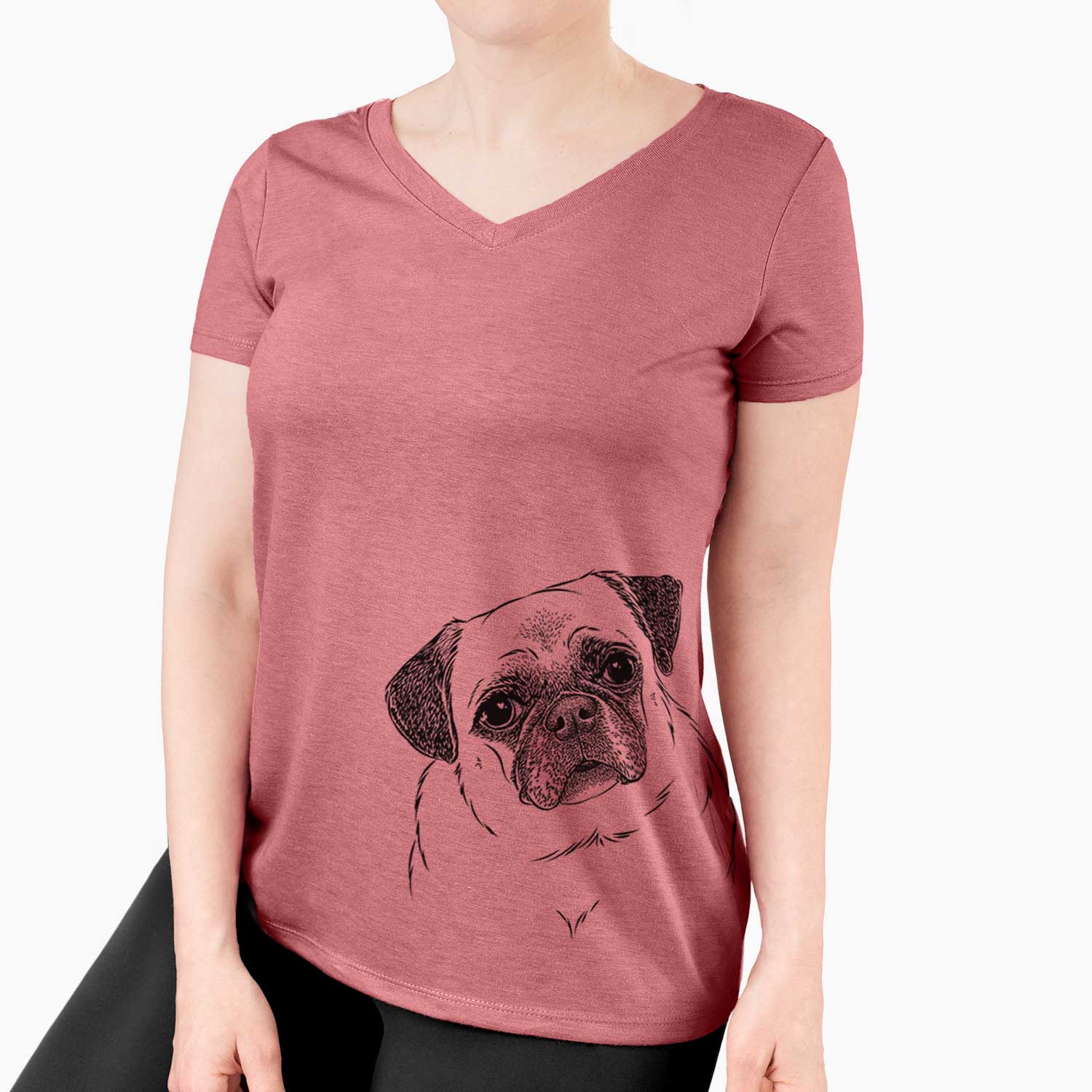 Bare Zoey the Pug - Women's V-neck Shirt