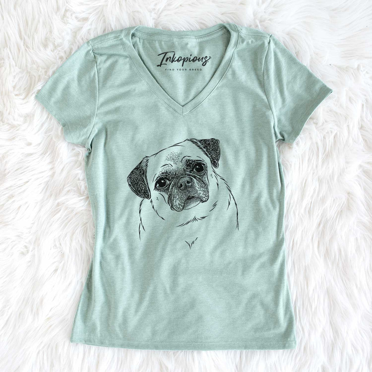 Bare Zoey the Pug - Women&#39;s V-neck Shirt