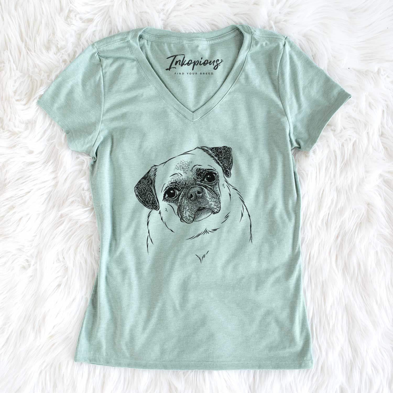 Bare Zoey the Pug - Women's V-neck Shirt