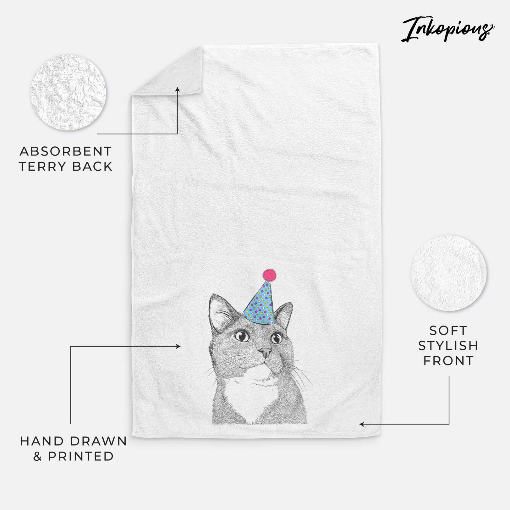 Gizmo the Grey Cat Decorative Hand Towel