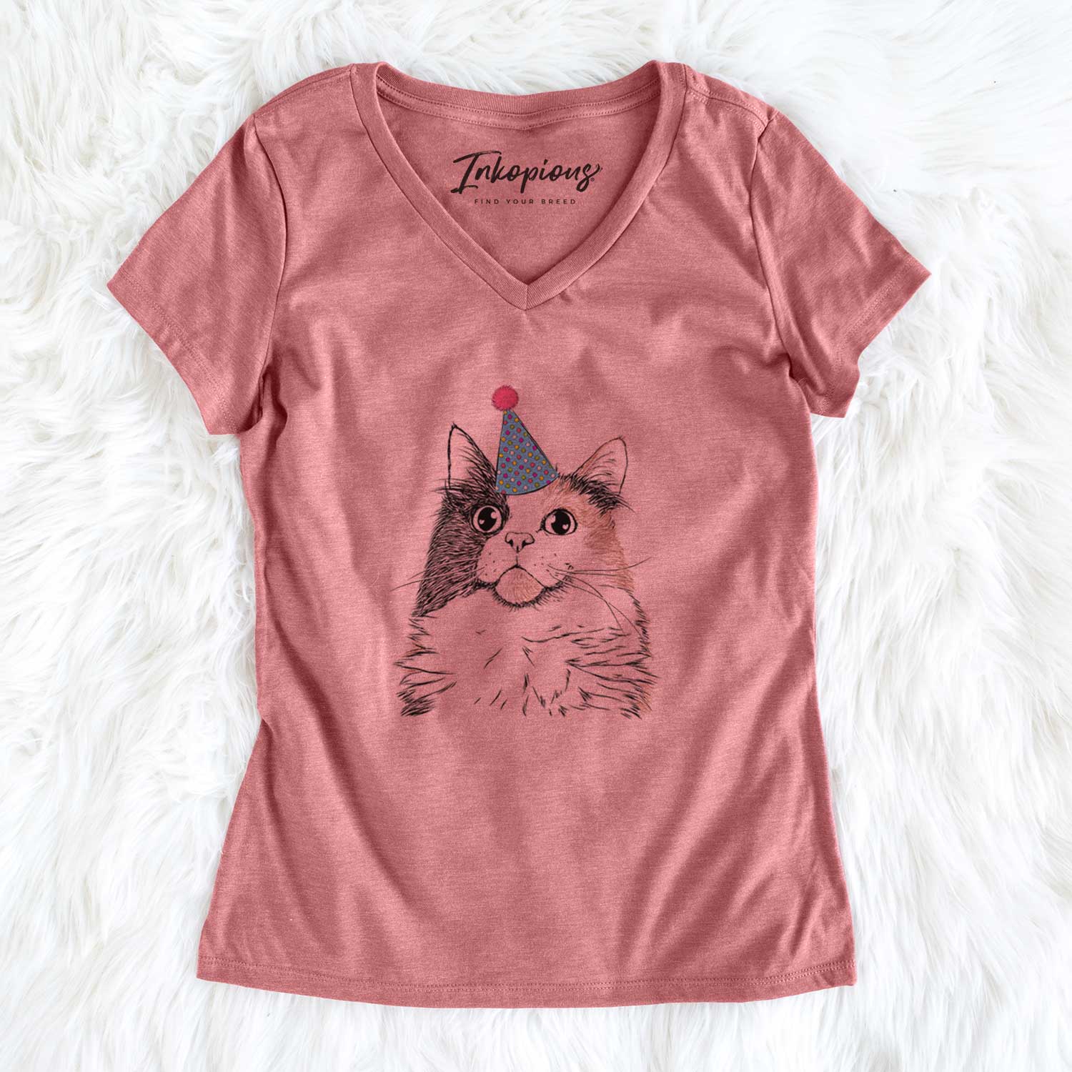 Birthday Greta the Calico Cat - Women's V-neck Shirt