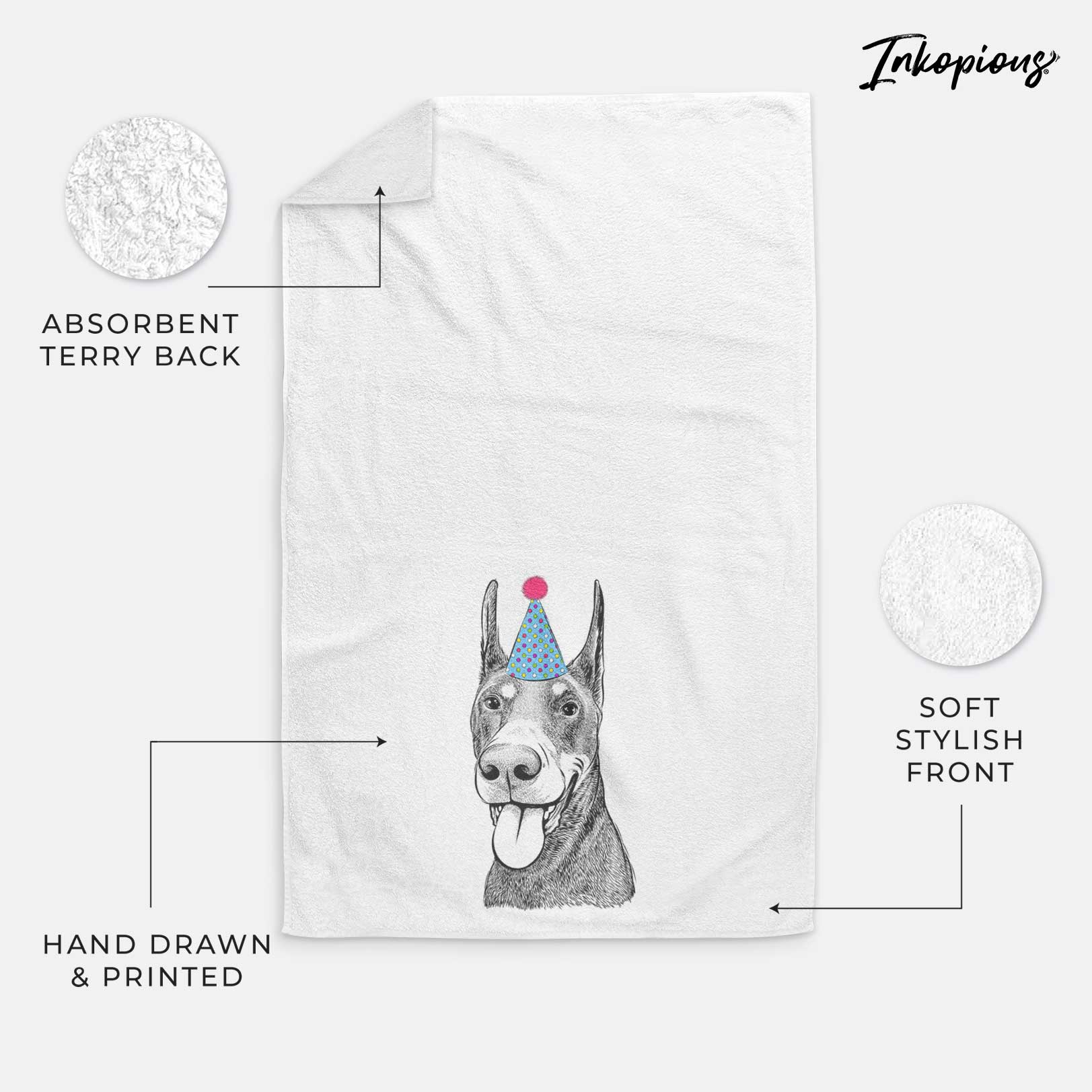 Happy Sunny the Doberman Pinscher Decorative Hand Towel