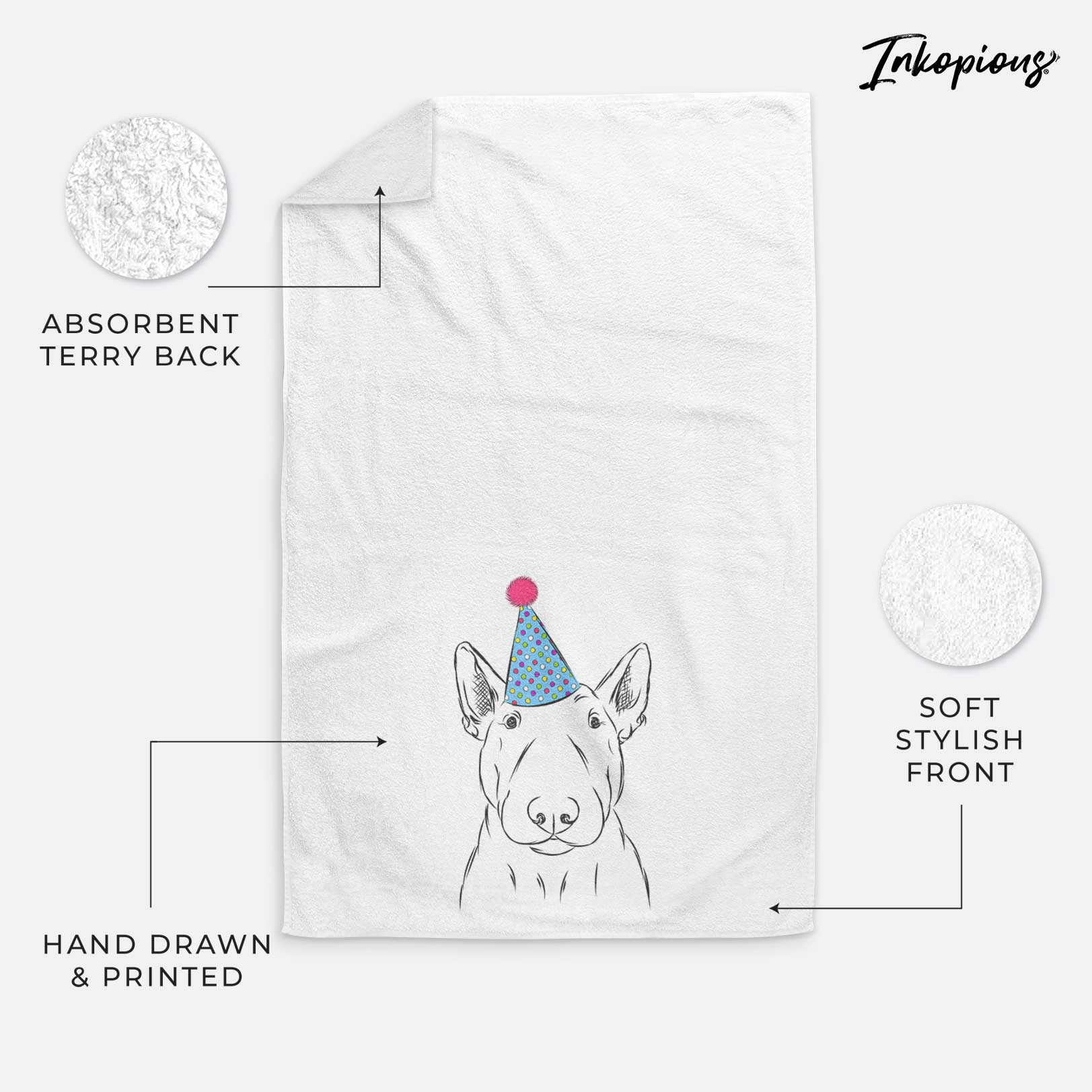 Jett the Bull Terrier Decorative Hand Towel