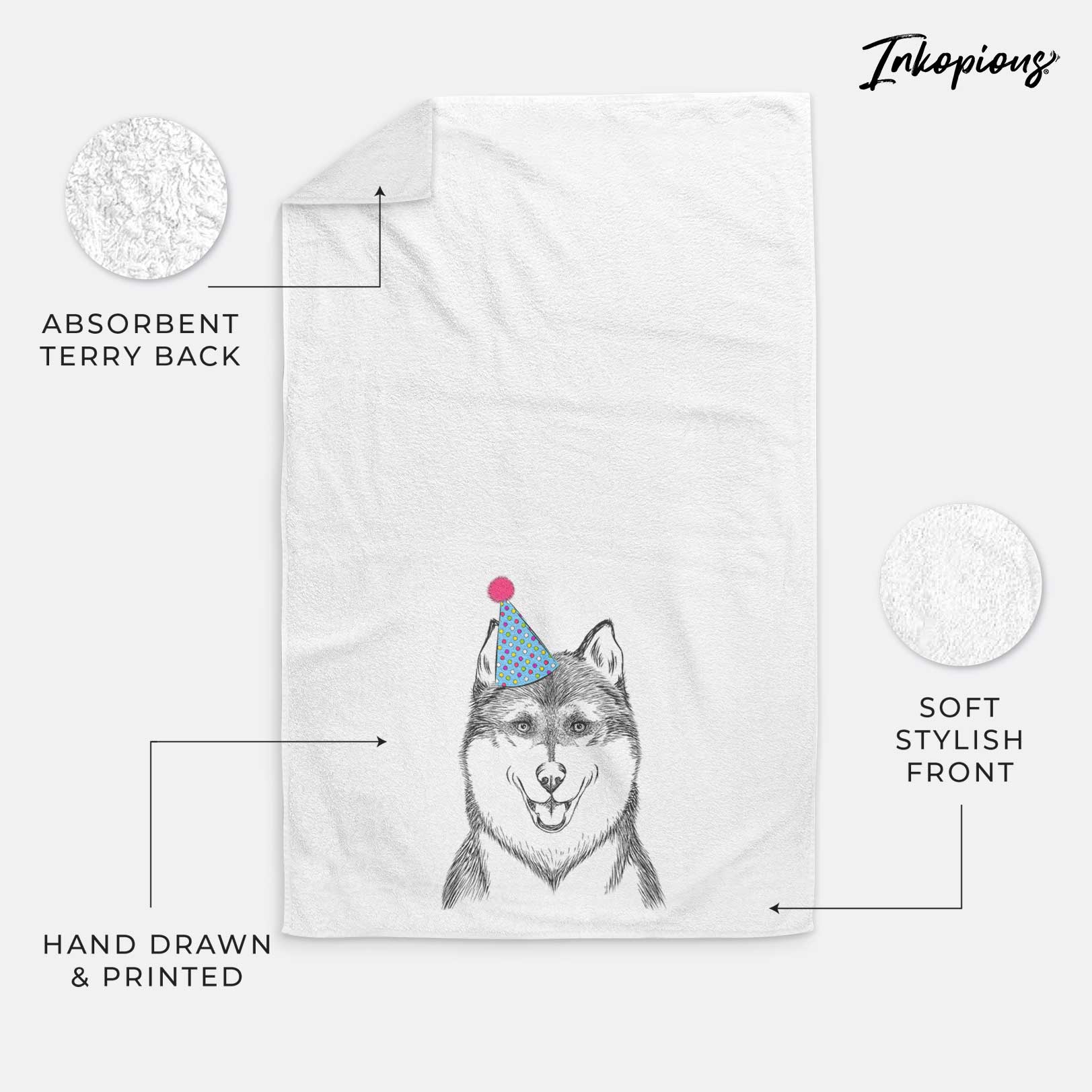 Koda the Siberian Husky Decorative Hand Towel