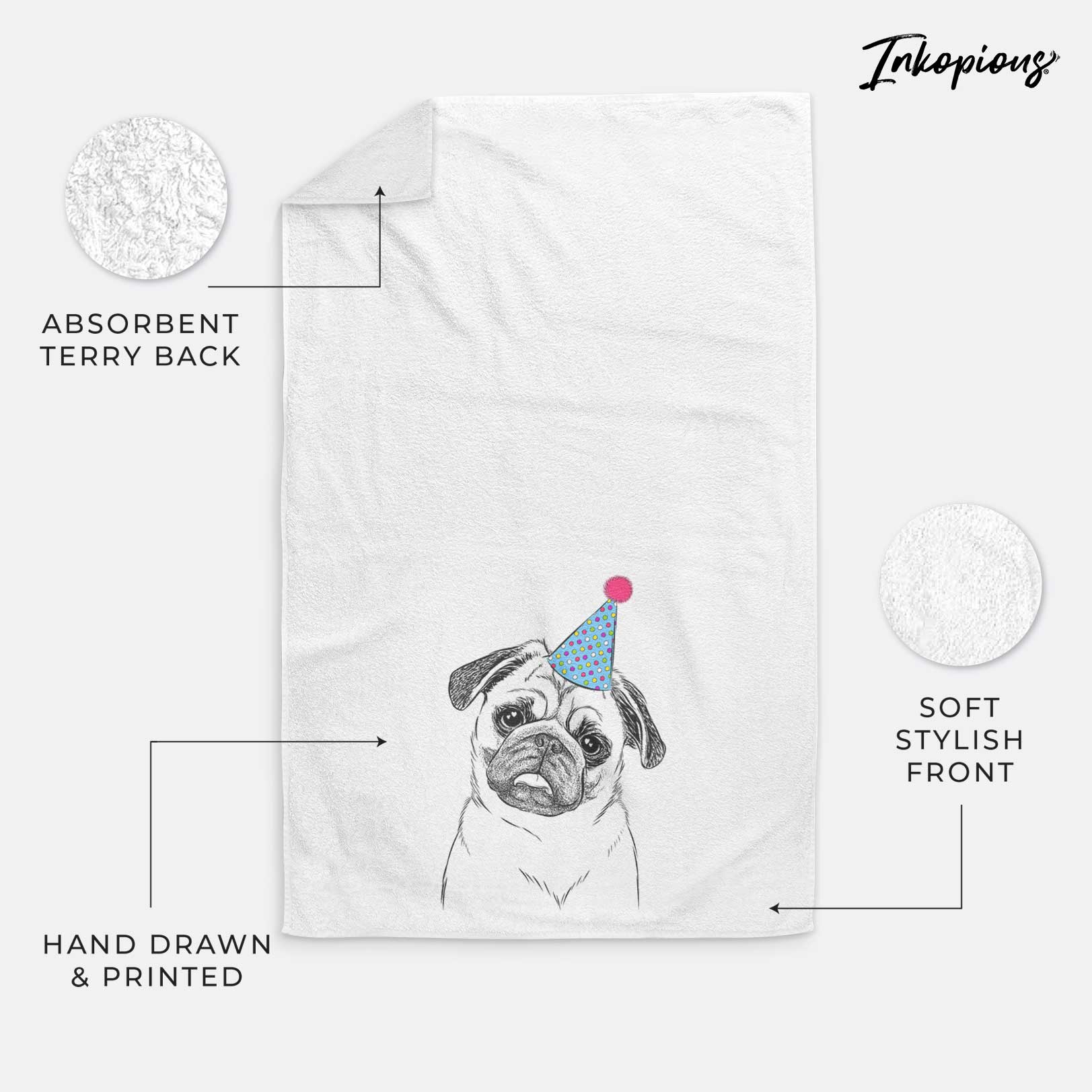 Macy the Pug Decorative Hand Towel