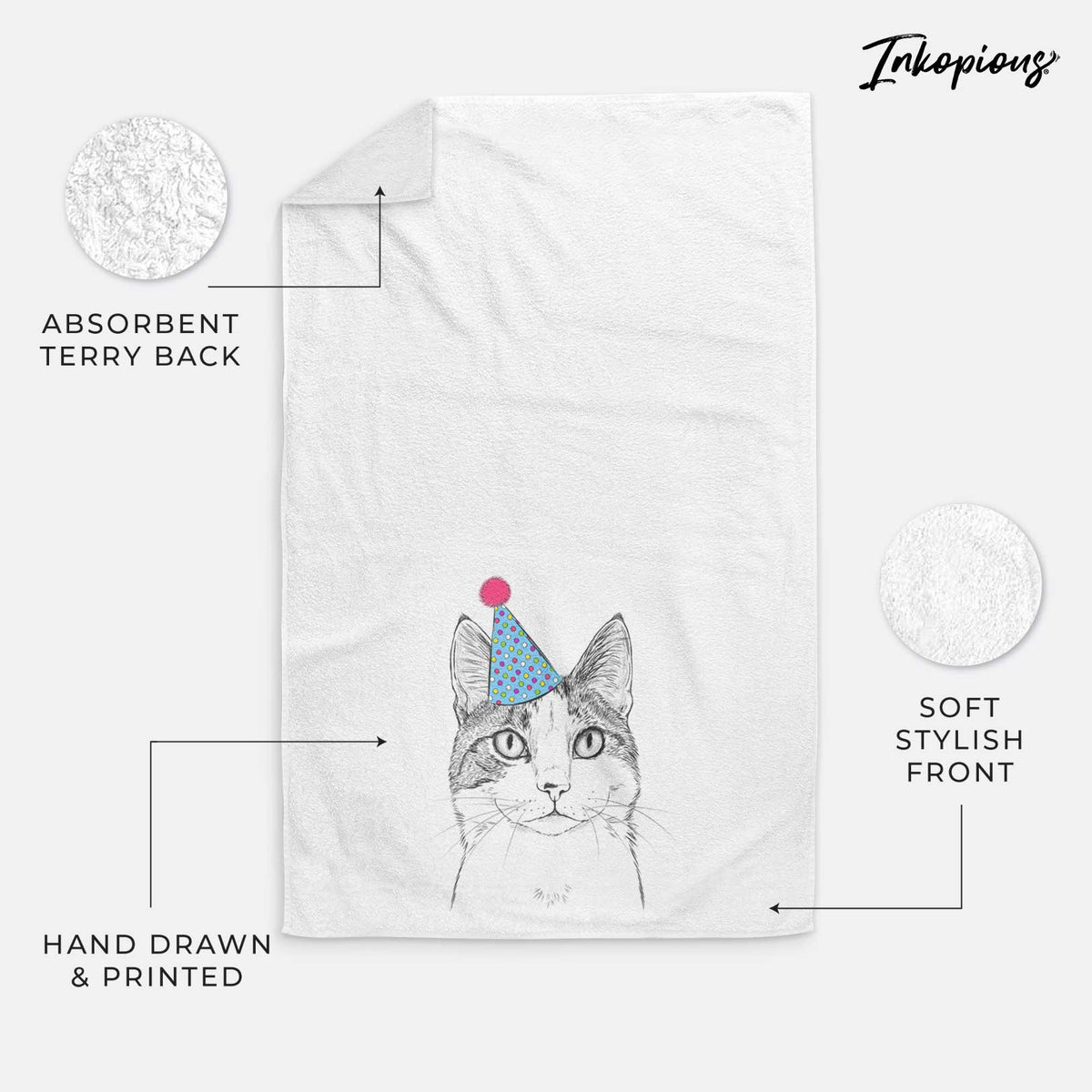 Mini Griffin the Domestic Shorthair Cat Decorative Hand Towel