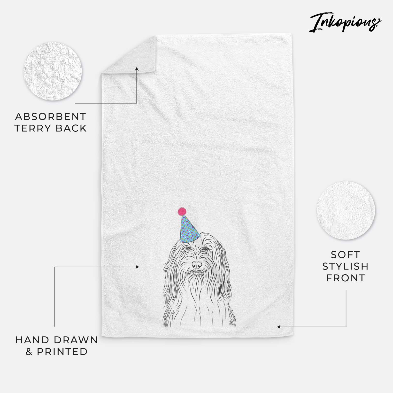 Murray the Bearded Collie Decorative Hand Towel