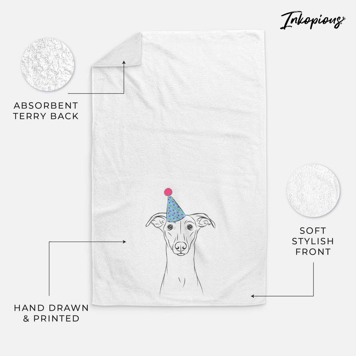 Wallace the Whippet Decorative Hand Towel