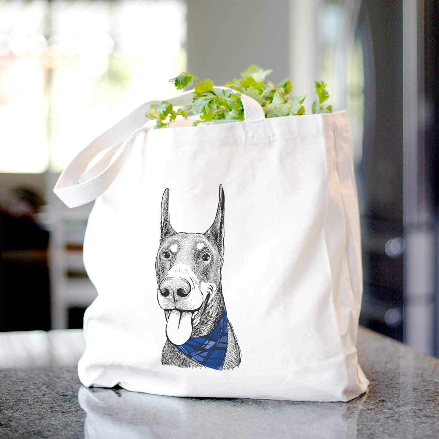 Happy Sunny the Doberman Pinscher - Tote Bag