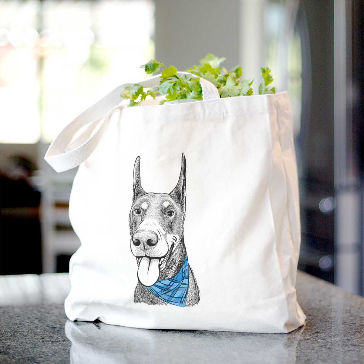 Happy Sunny the Doberman Pinscher - Tote Bag