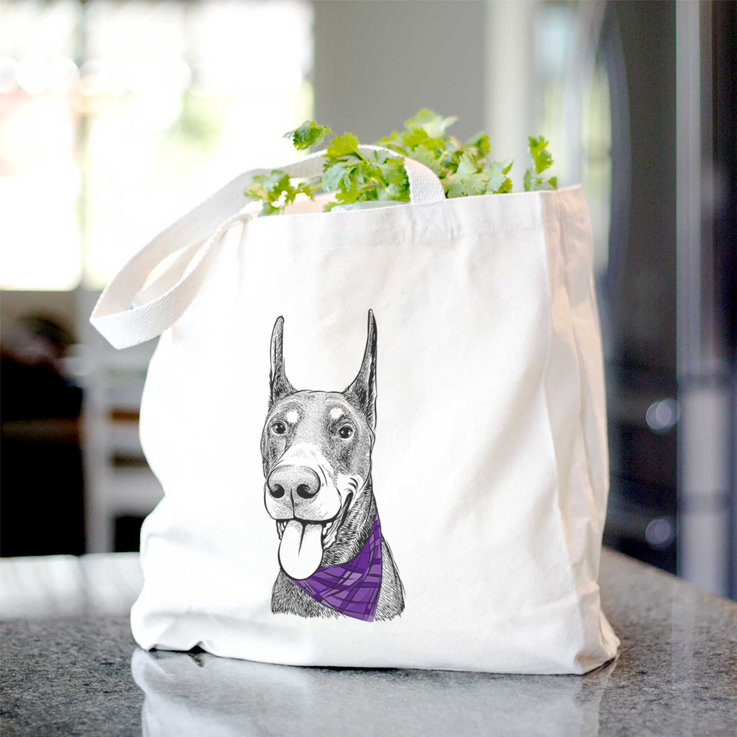 Happy Sunny the Doberman Pinscher - Tote Bag