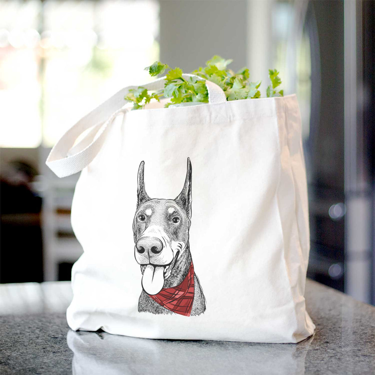 Happy Sunny the Doberman Pinscher - Tote Bag