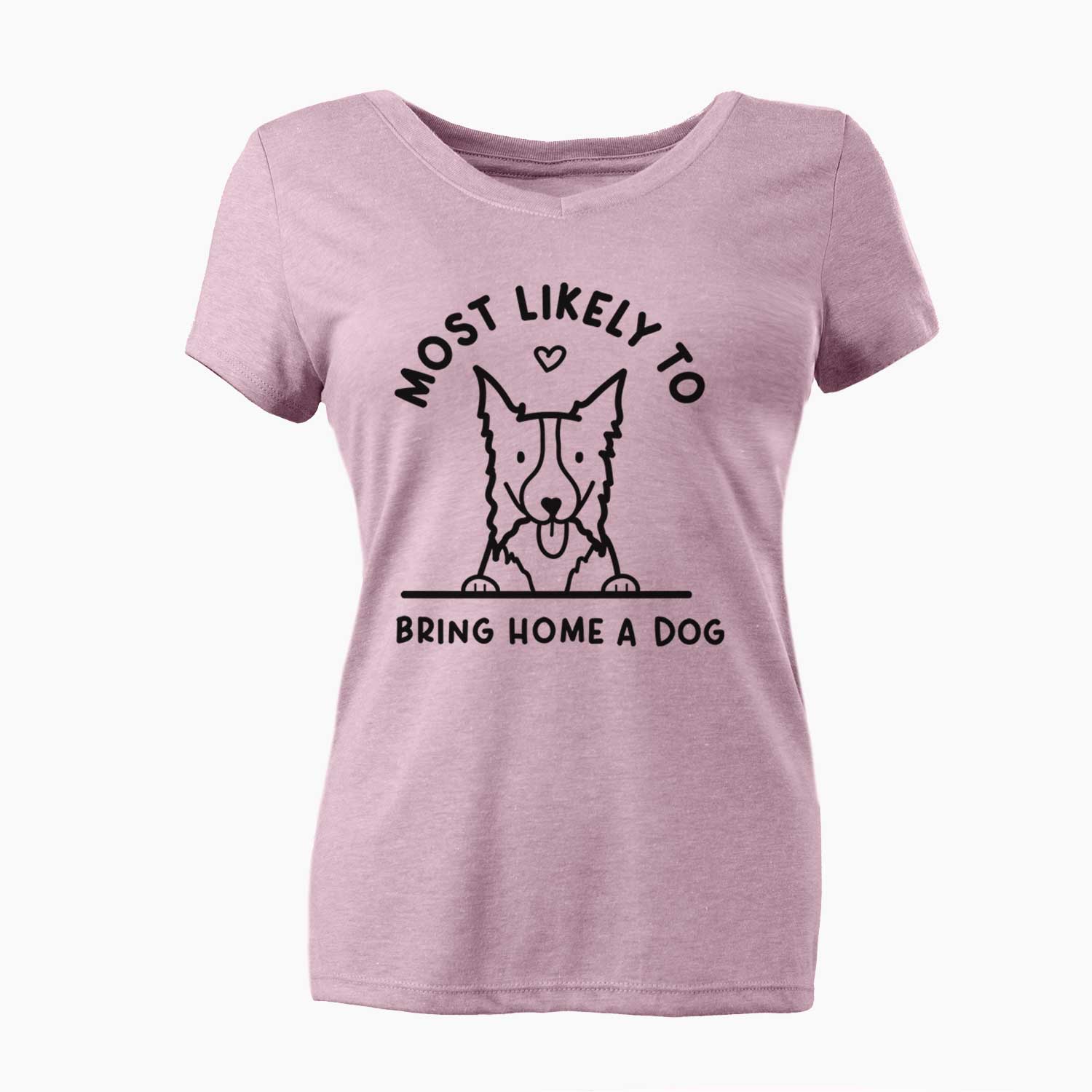 Most Likely to Bring Home a Dog - Border Collie - Women's V-neck Shirt