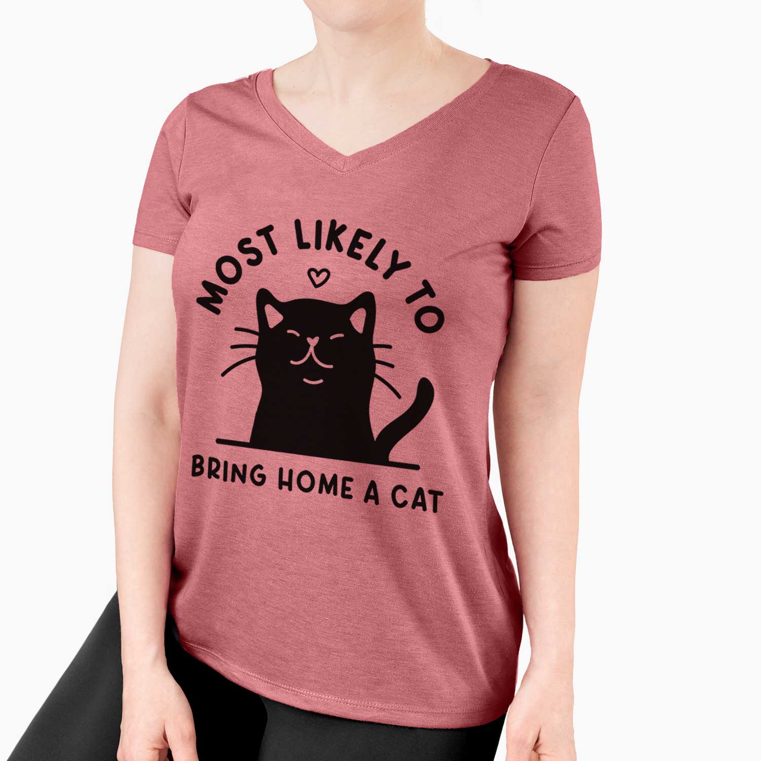 Most Likely to Bring Home a Cat - Black - Women's V-neck Shirt