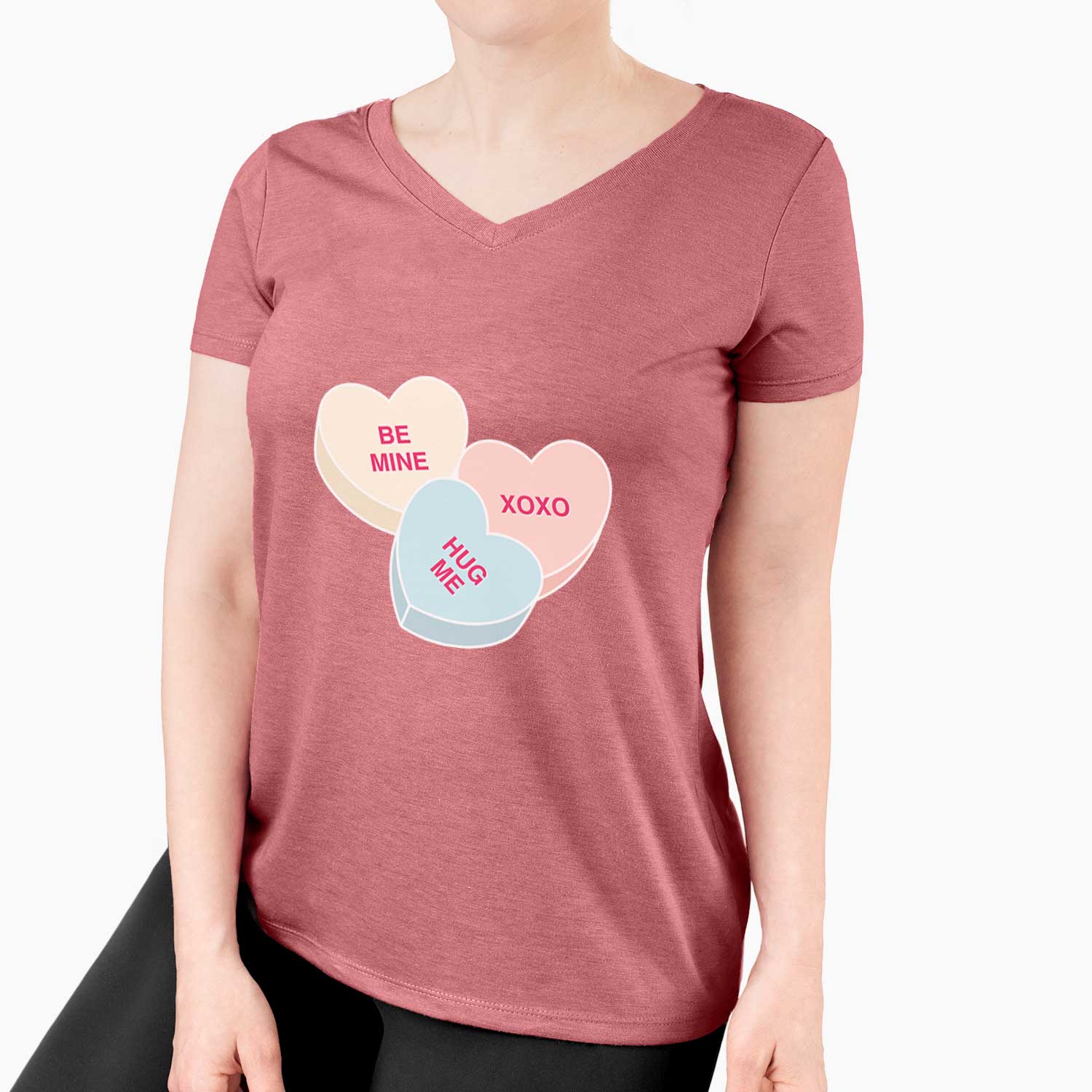 Valentine Candy Conversation Hearts  - Women's V-neck Shirt