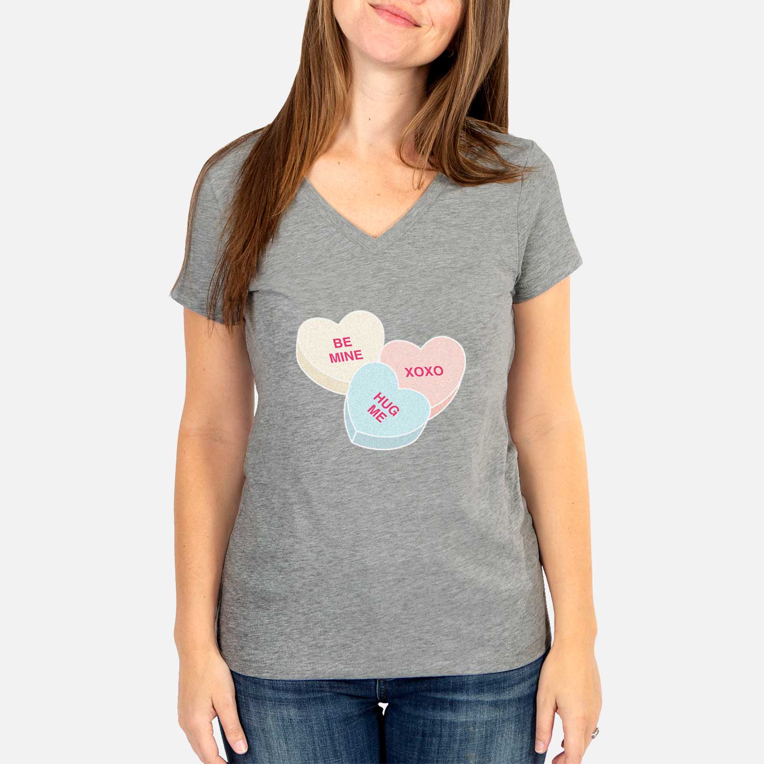 Valentine Candy Conversation Hearts  - Women's V-neck Shirt