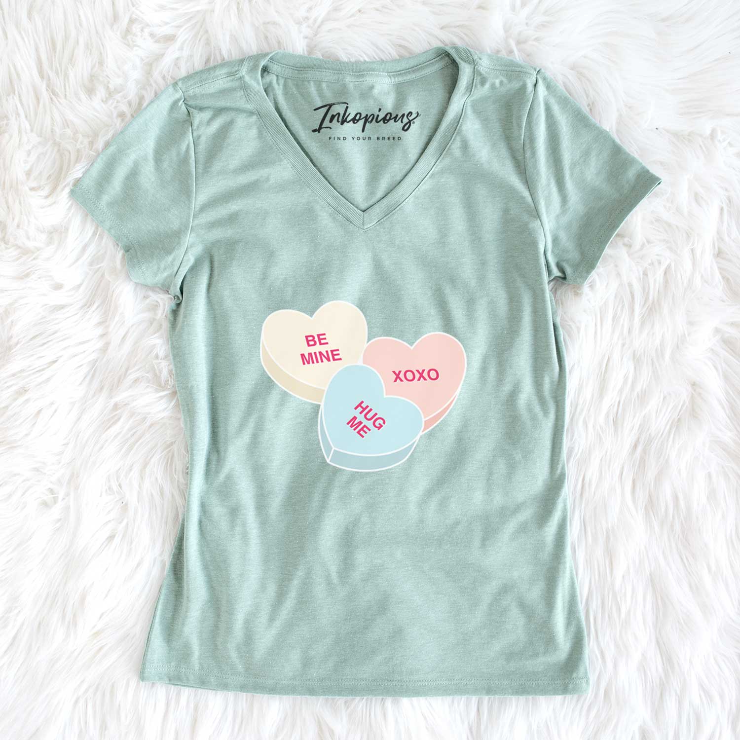 Valentine Candy Conversation Hearts  - Women's V-neck Shirt