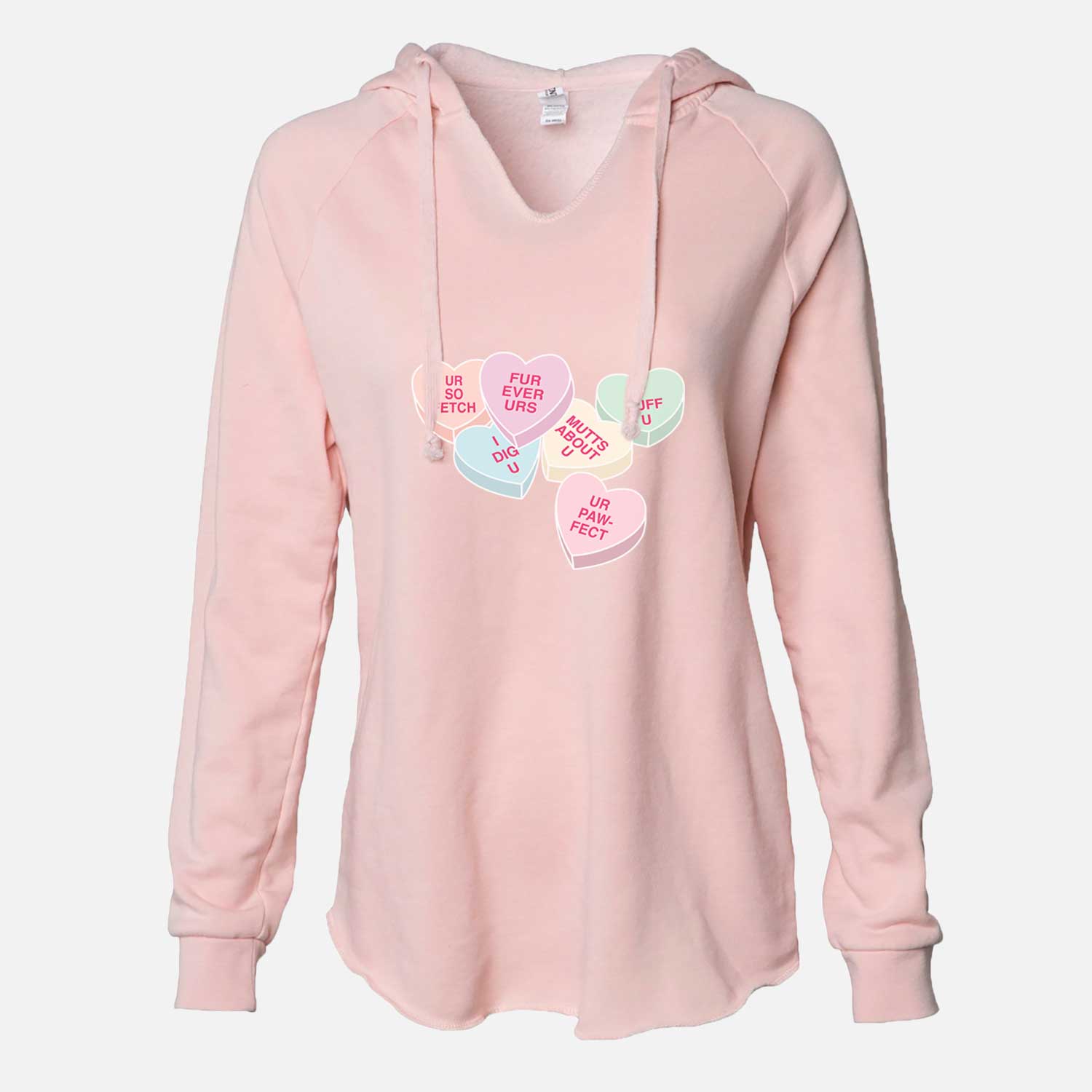 Dog Valentine Conversation Hearts  - Cali Wave Hooded Sweatshirt